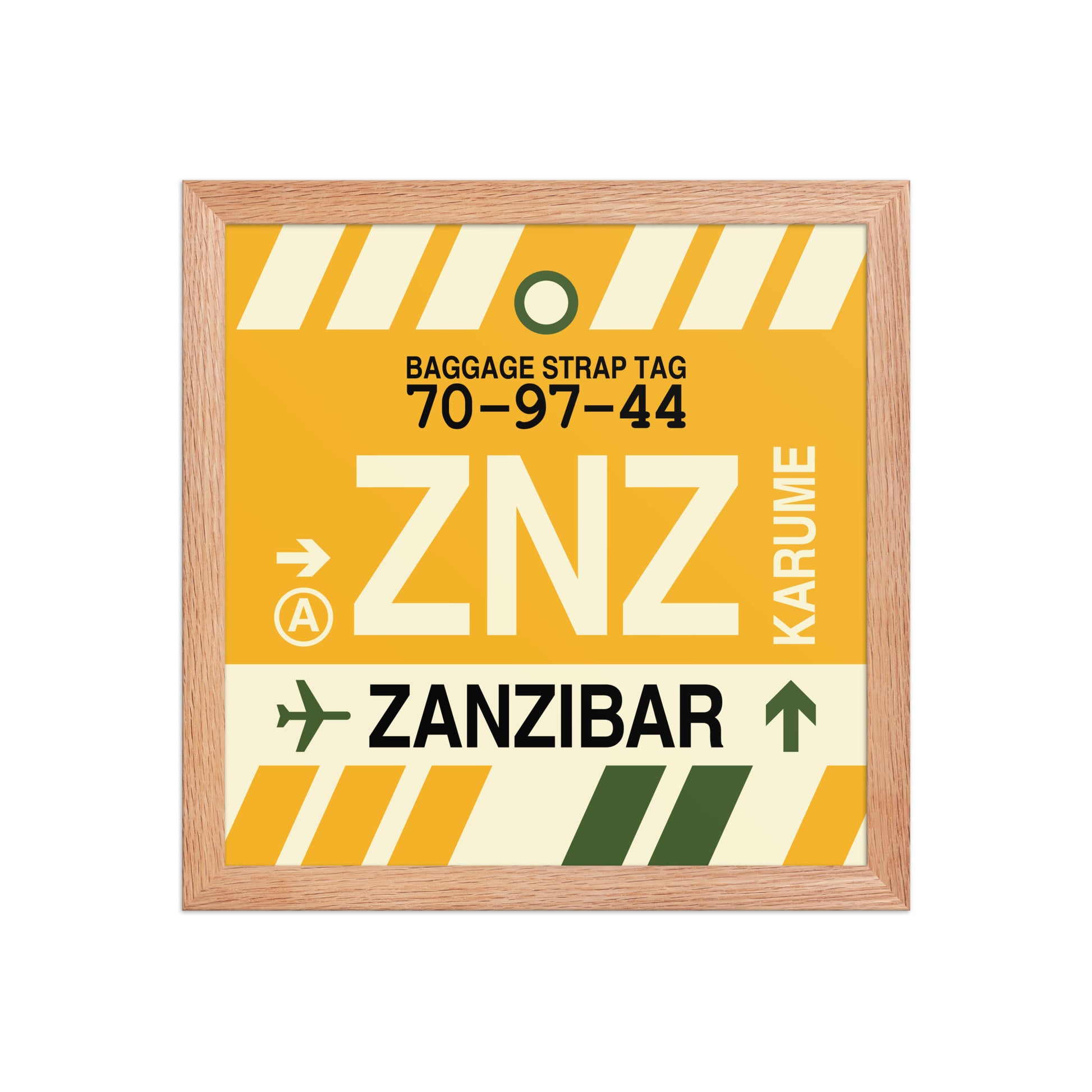 ZNZ Zanzibar Framed Print • Jet Age Baggage Tag Design • YHM Designs - Image 07