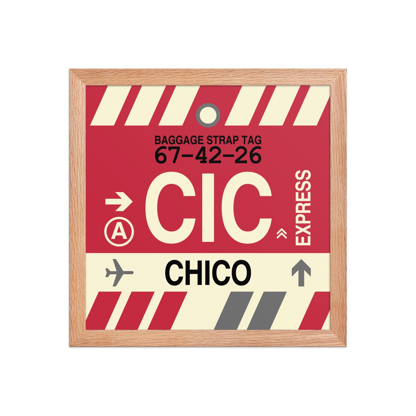 CIC Chico Framed Print • Jet Age Baggage Tag Design • YHM Designs - Image 07