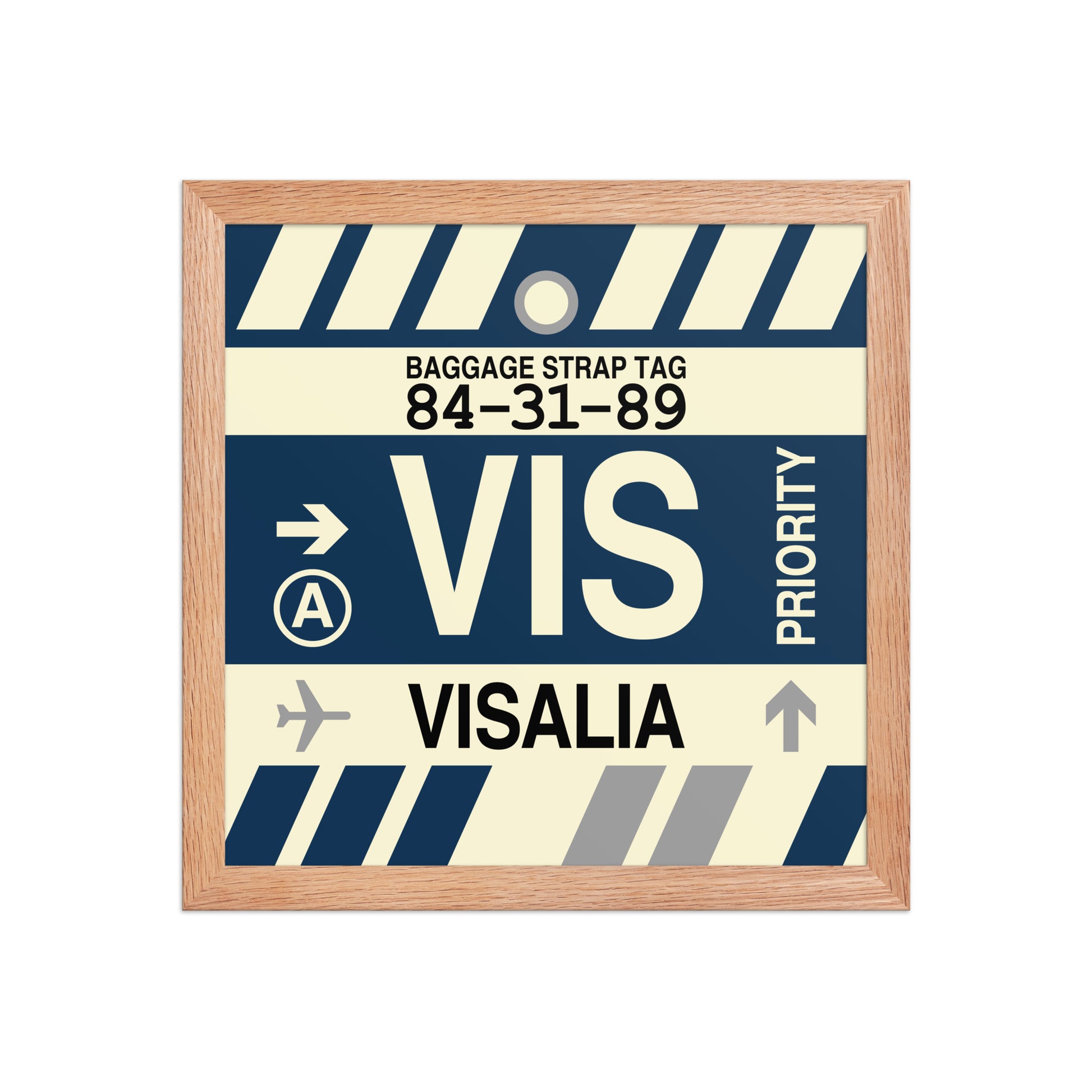 VIS Visalia Framed Print • Jet Age Baggage Tag Design • YHM Designs - Image 07