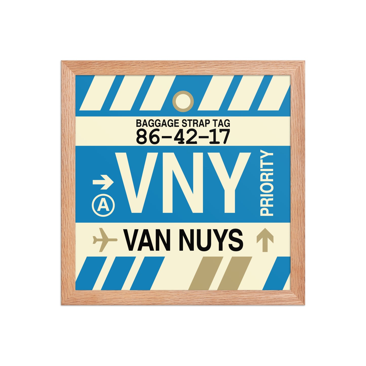 VNY Van Nuys Framed Print • Jet Age Baggage Tag Design • YHM Designs - Image 07