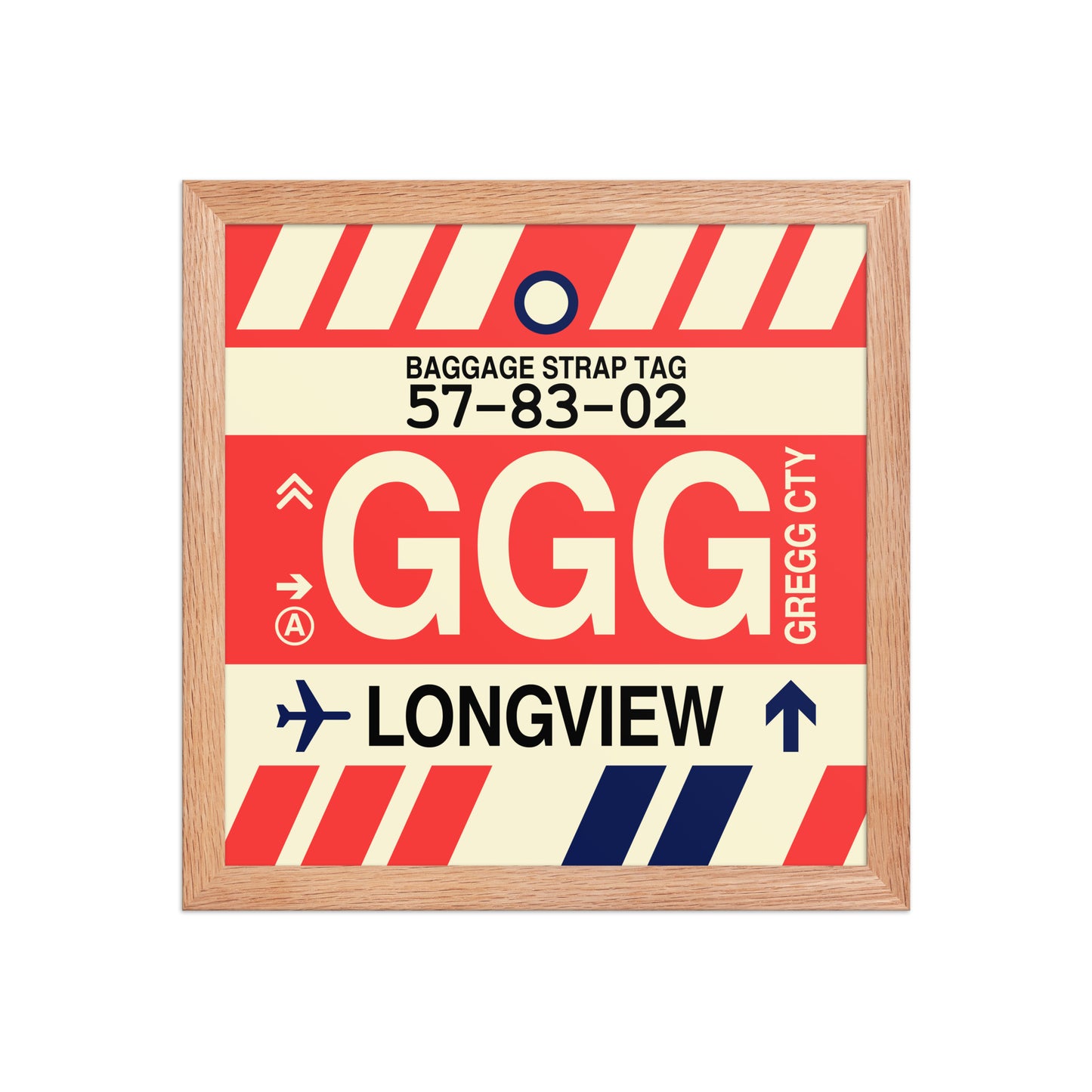 GGG Longview Framed Print • Jet Age Baggage Tag Design • YHM Designs - Image 07
