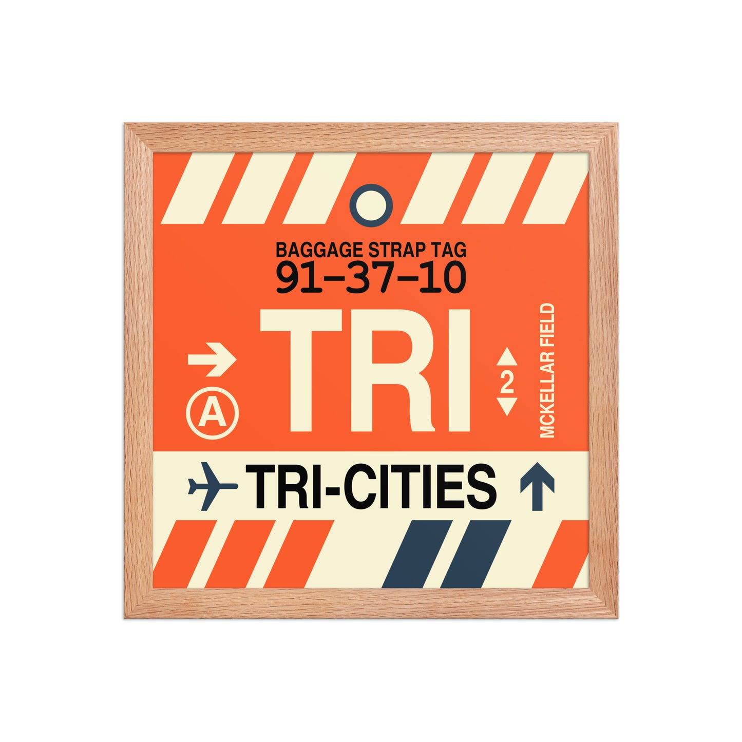 TRI Tri-Cities Framed Print • Jet Age Baggage Tag Design • YHM Designs - Image 07