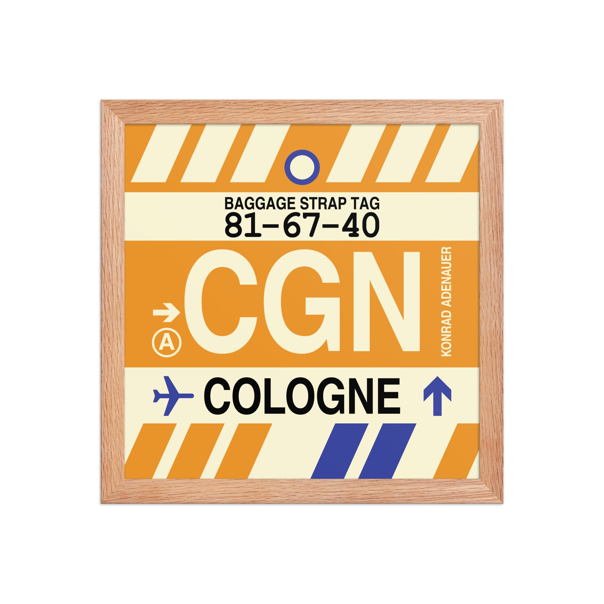 CGN Cologne-Bonn Framed Print • Jet Age Baggage Tag Design • YHM Designs - Image 06