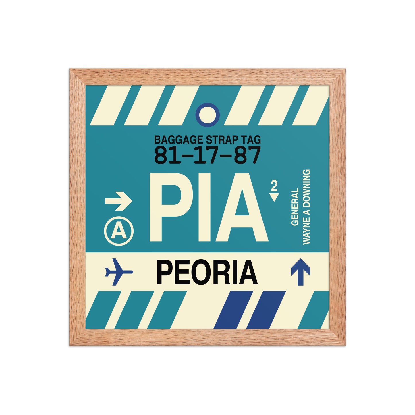 PIA Peoria Framed Print • Jet Age Baggage Tag Design • YHM Designs - Image 06