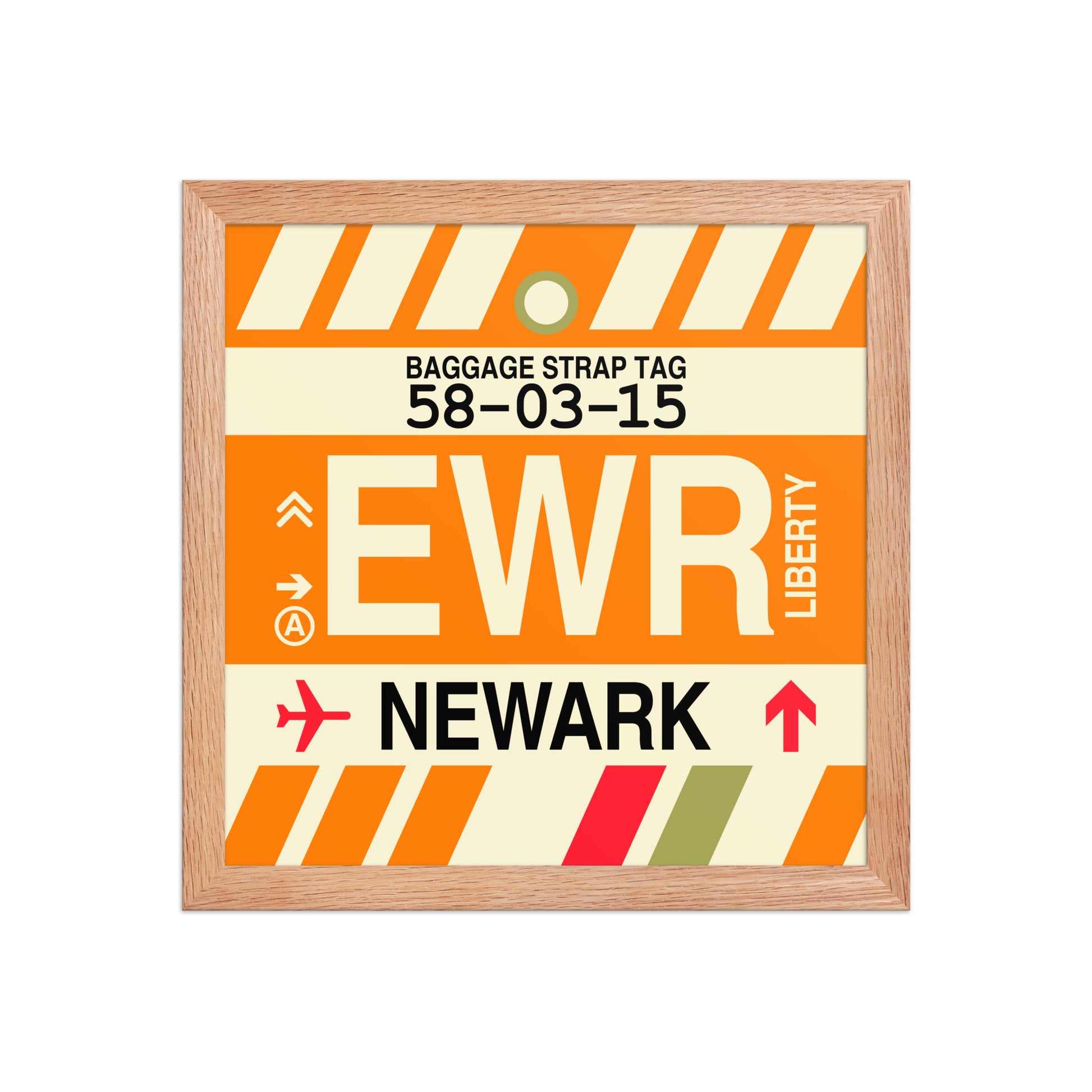 EWR Newark Framed Print • Jet Age Baggage Tag Design • YHM Designs - Image 06