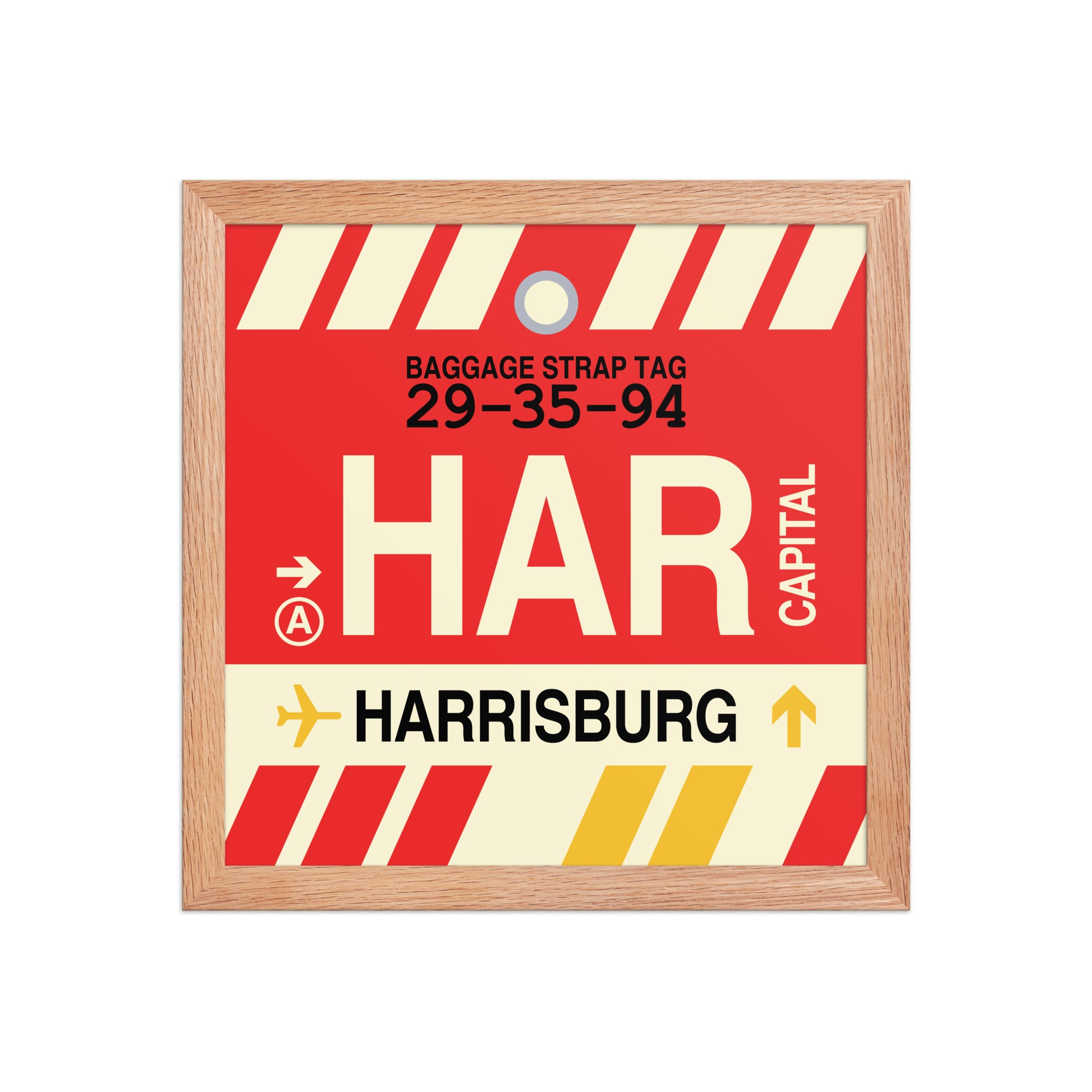 HAR Harrisburg Framed Print • Jet Age Baggage Tag Design • YHM Designs - Image 06