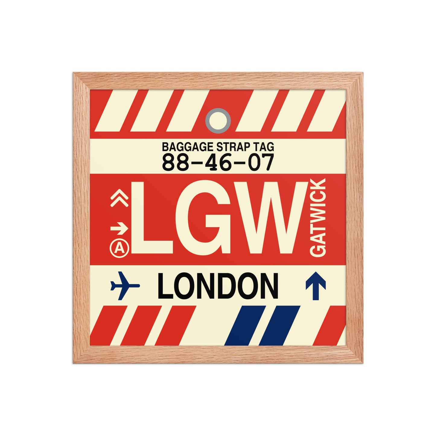 LGW London Framed Print • Jet Age Baggage Tag Design • YHM Designs - Image 06