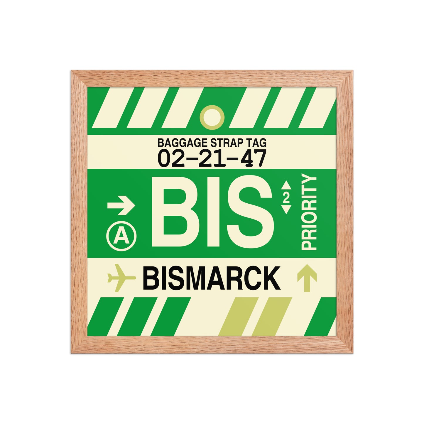 BIS Bismarck Framed Print • Jet Age Baggage Tag Design • YHM Designs - Image 06