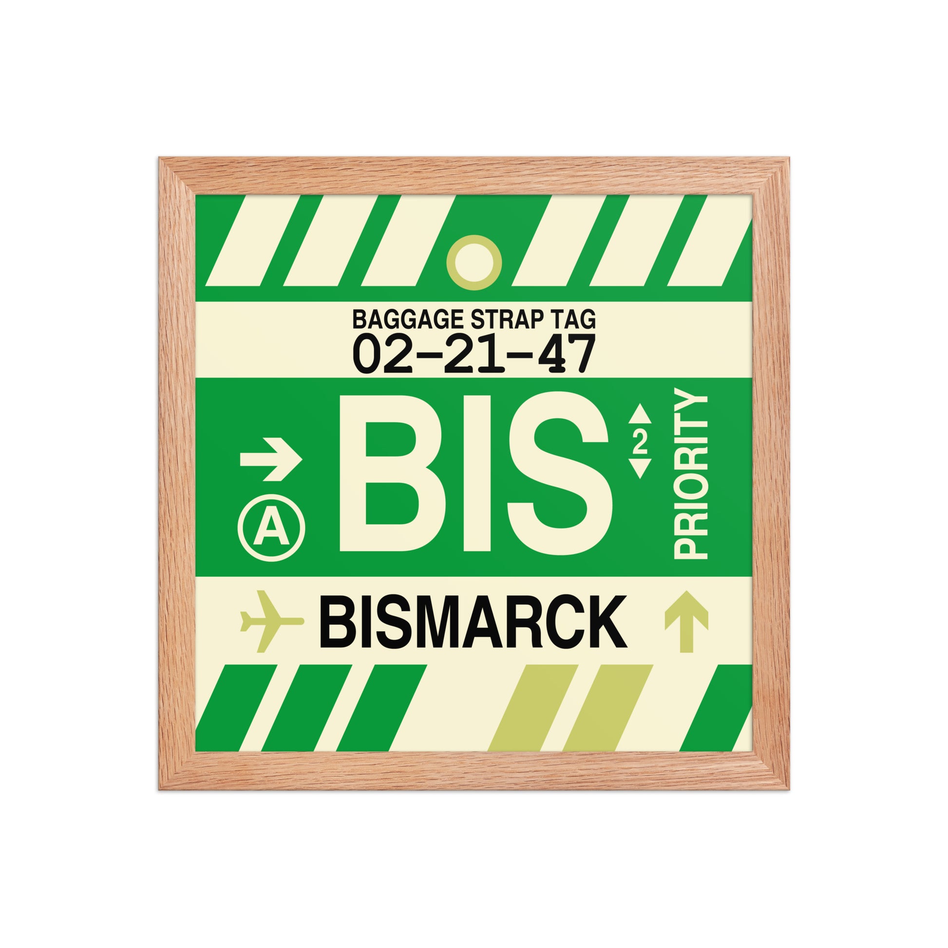 BIS Bismarck Framed Print • Jet Age Baggage Tag Design • YHM Designs - Image 06