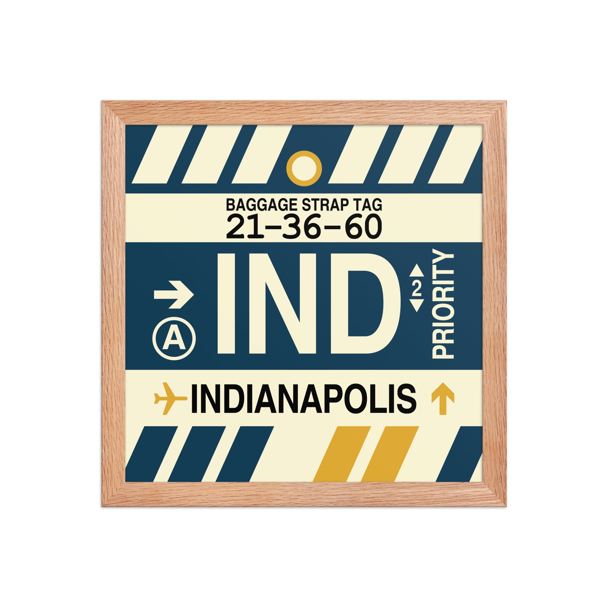 IND Indianapolis Framed Print • Jet Age Baggage Tag Design • YHM Designs - Image 06