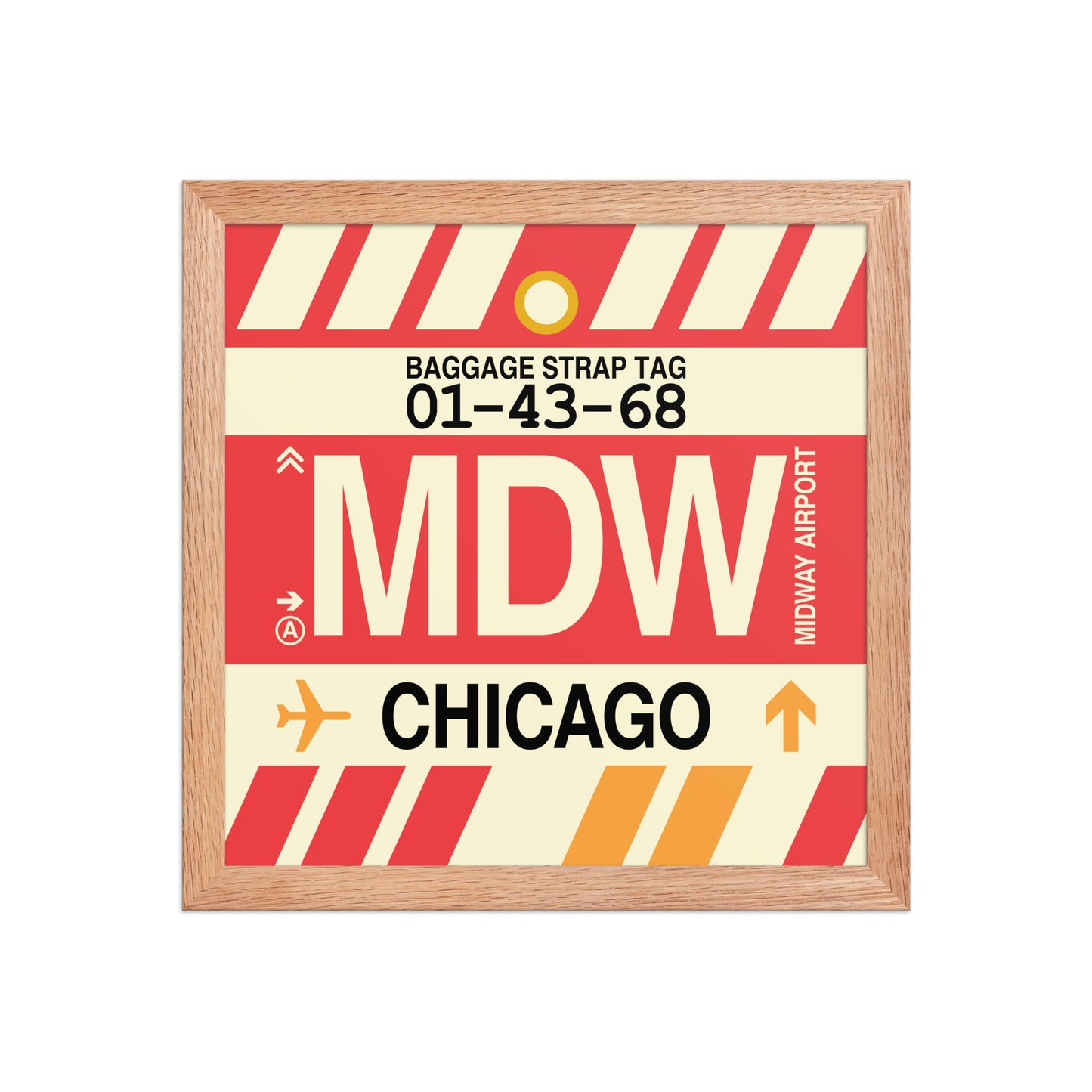 MDW Chicago Framed Print • Jet Age Baggage Tag Design • YHM Designs - Image 06
