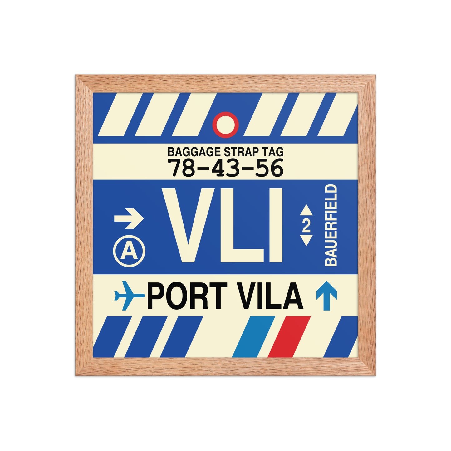 VLI Port Vila Framed Print • Jet Age Baggage Tag Design • YHM Designs - Image 07