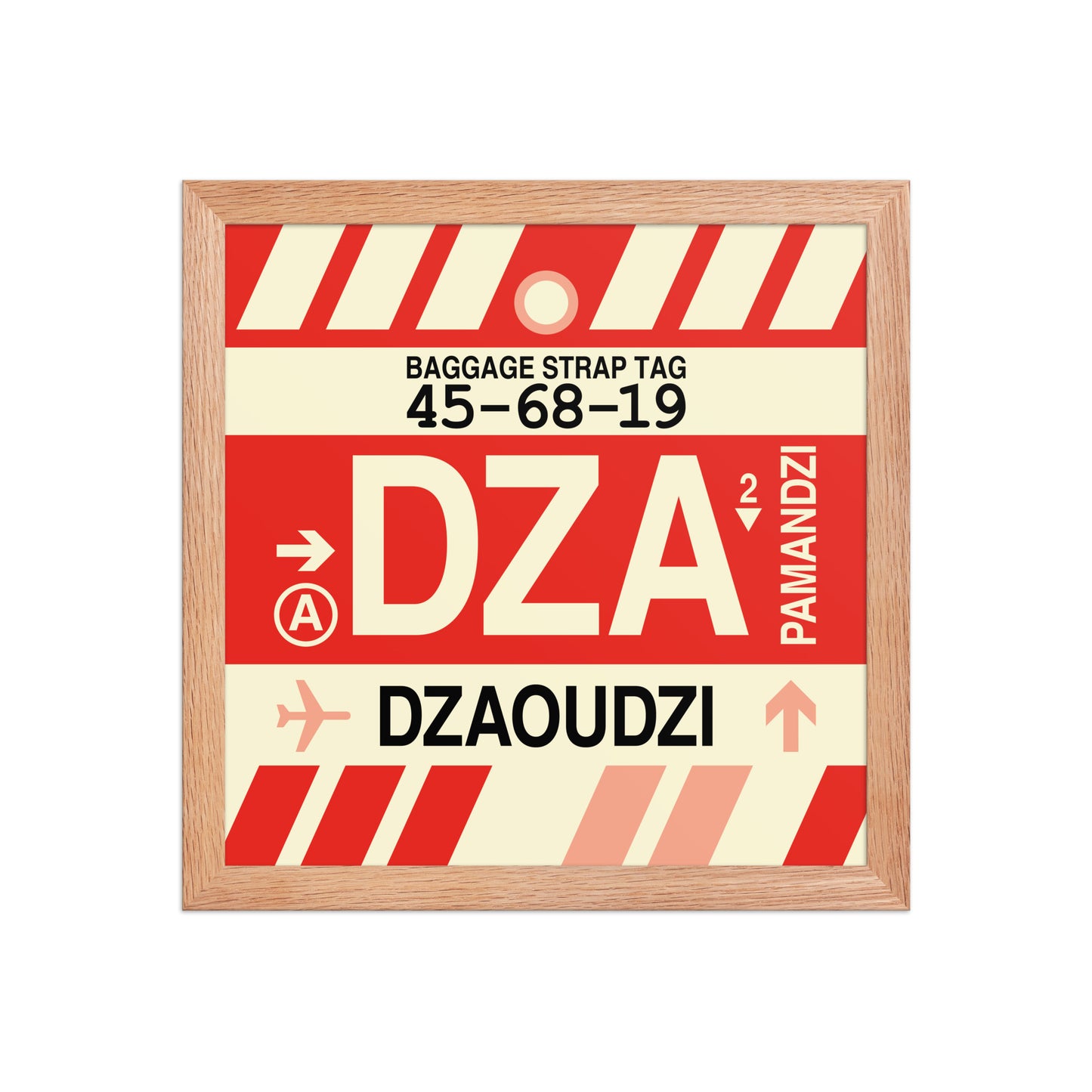 DZA Dzaoudzi Framed Print • Jet Age Baggage Tag Design • YHM Designs - Image 07