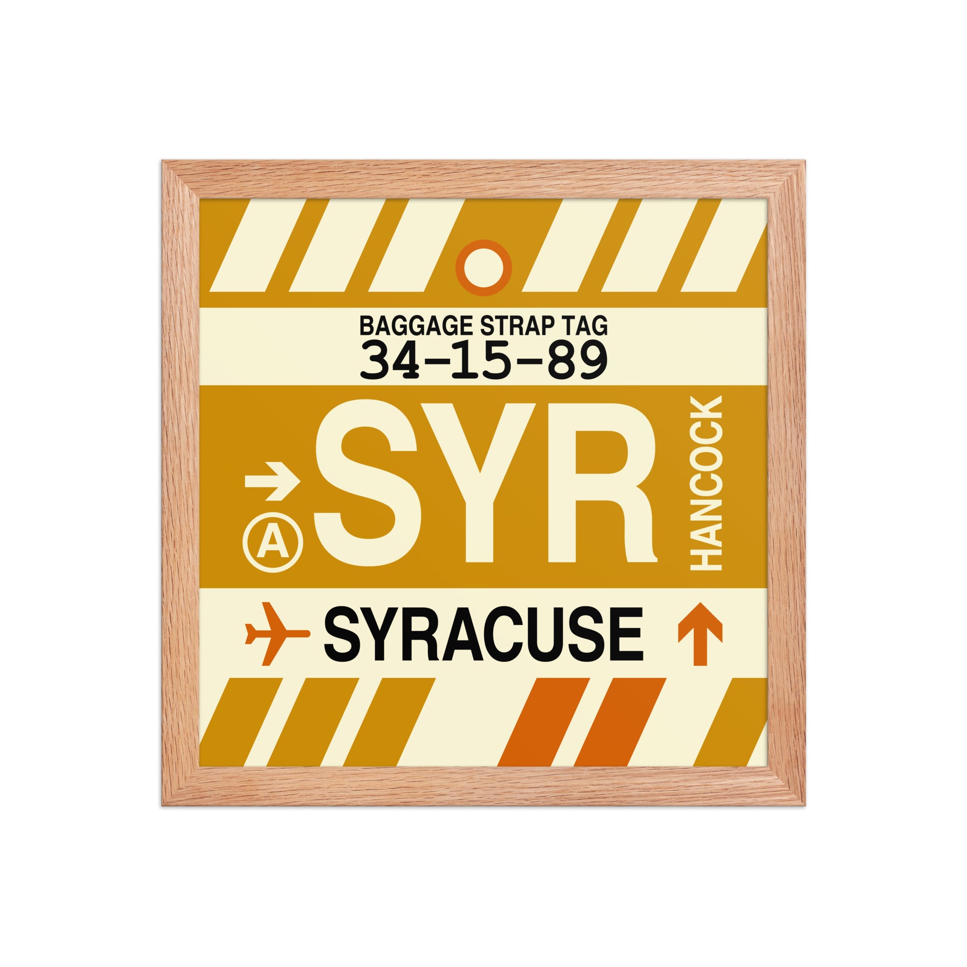 SYR Syracuse Framed Print • Jet Age Baggage Tag Design • YHM Designs - Image 06