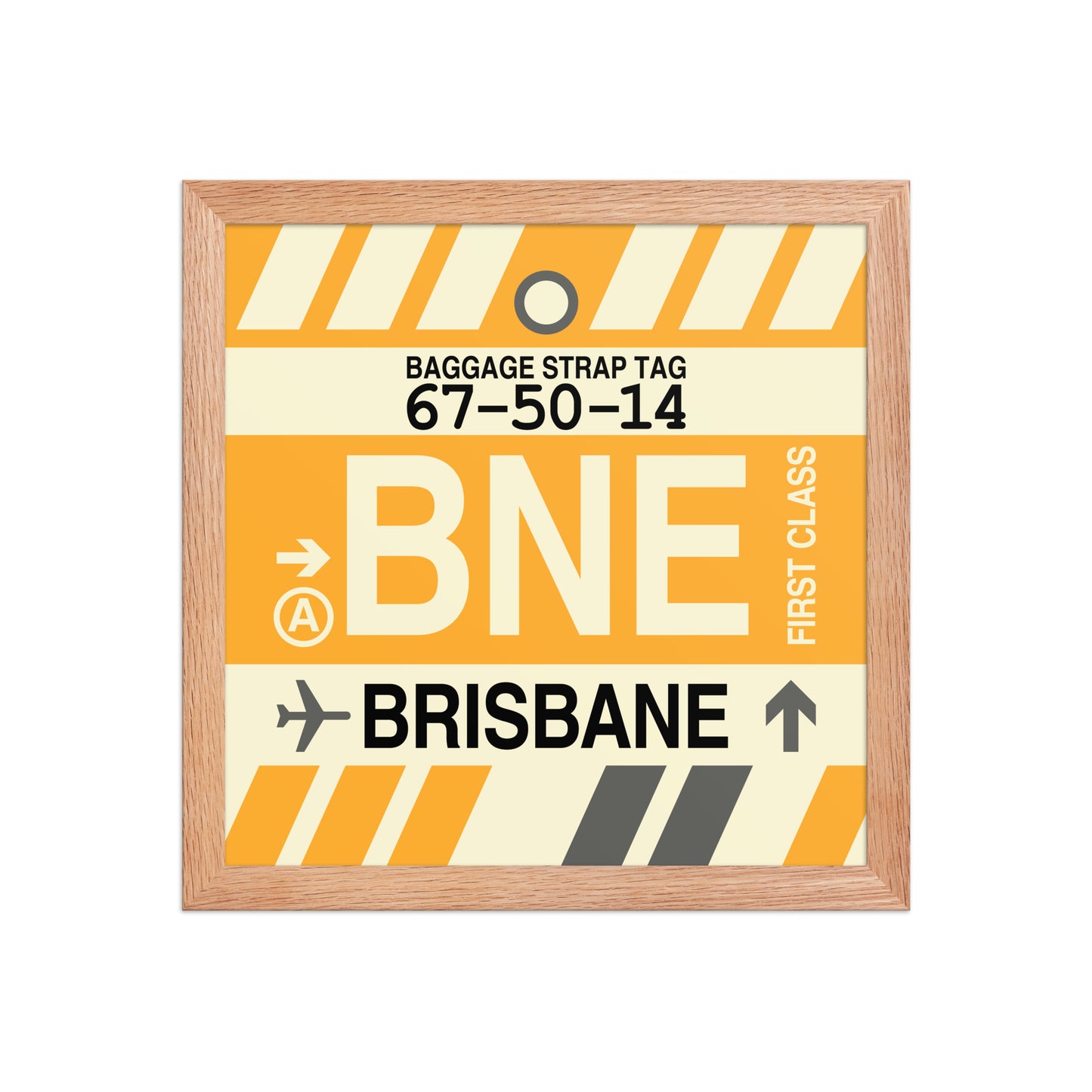 BNE Brisbane Framed Print • Jet Age Baggage Tag Design • YHM Designs - Image 06