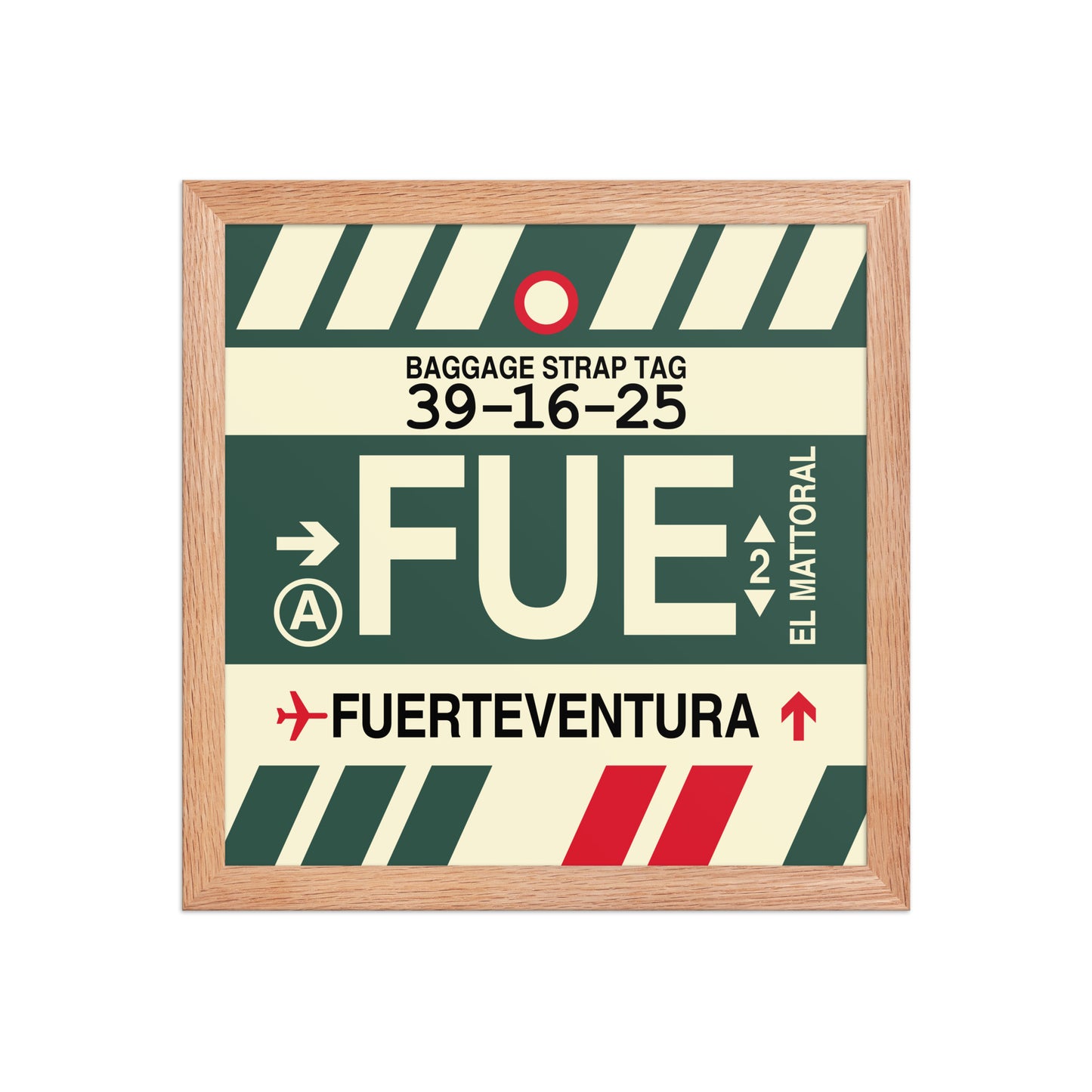 FUE Fuerteventura Framed Print • Jet Age Baggage Tag Design • YHM Designs - Image 06