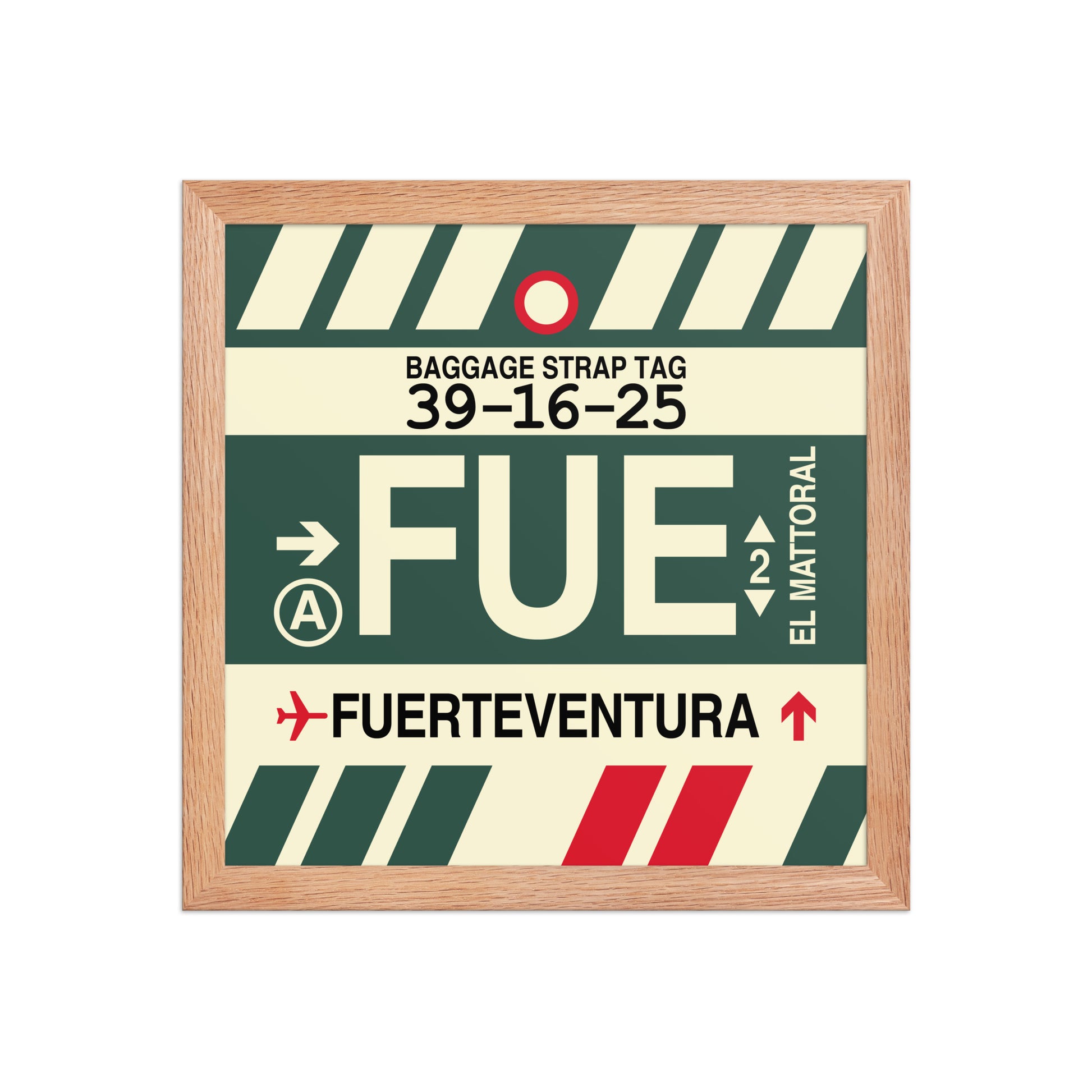 FUE Fuerteventura Framed Print • Jet Age Baggage Tag Design • YHM Designs - Image 06