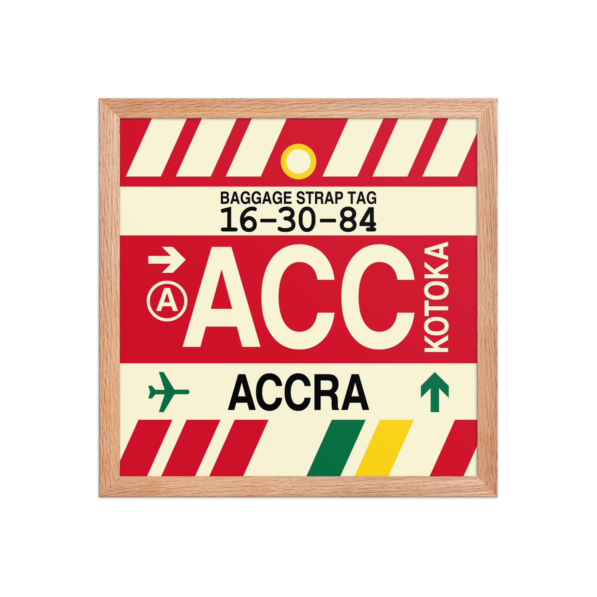 ACC Accra Framed Print • Jet Age Baggage Tag Design • YHM Designs - Image 08