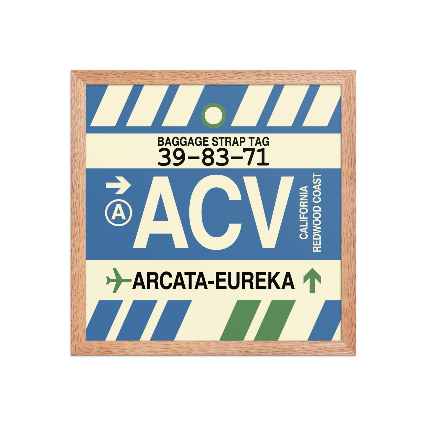 ACV Arcata-Eureka Framed Print • Jet Age Baggage Tag Design • YHM Designs - Image 08