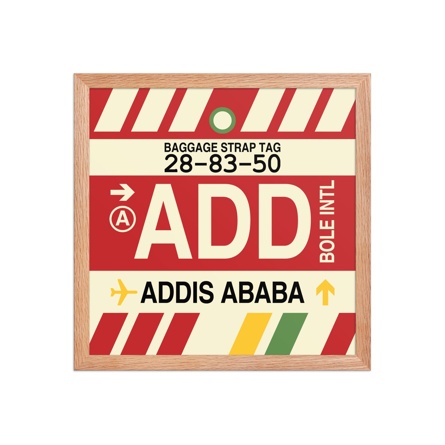 ADD Addis Ababa Framed Print • Jet Age Baggage Tag Design • YHM Designs - Image 08