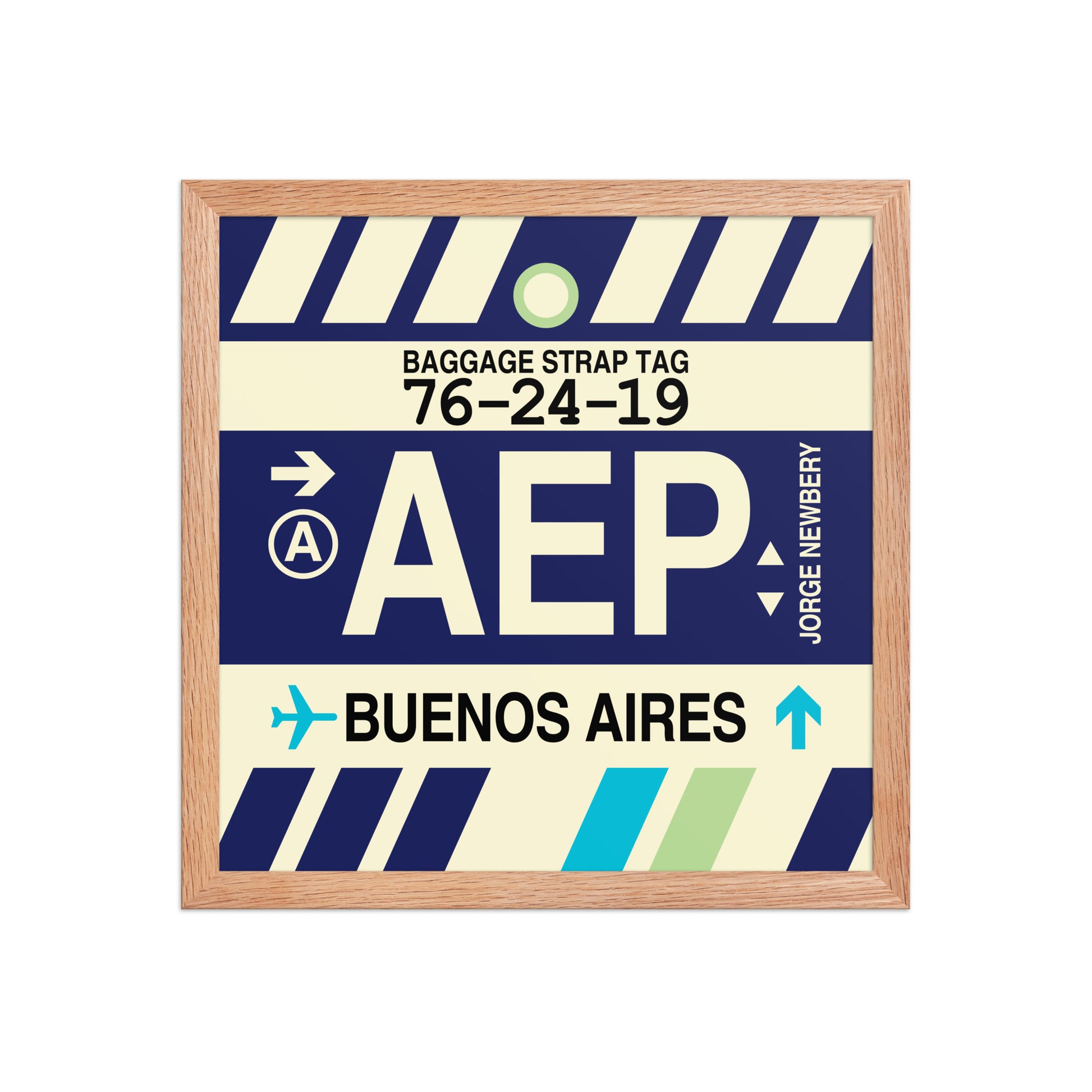 AEP Buenos Aires Framed Print • Jet Age Baggage Tag Design • YHM Designs - Image 08