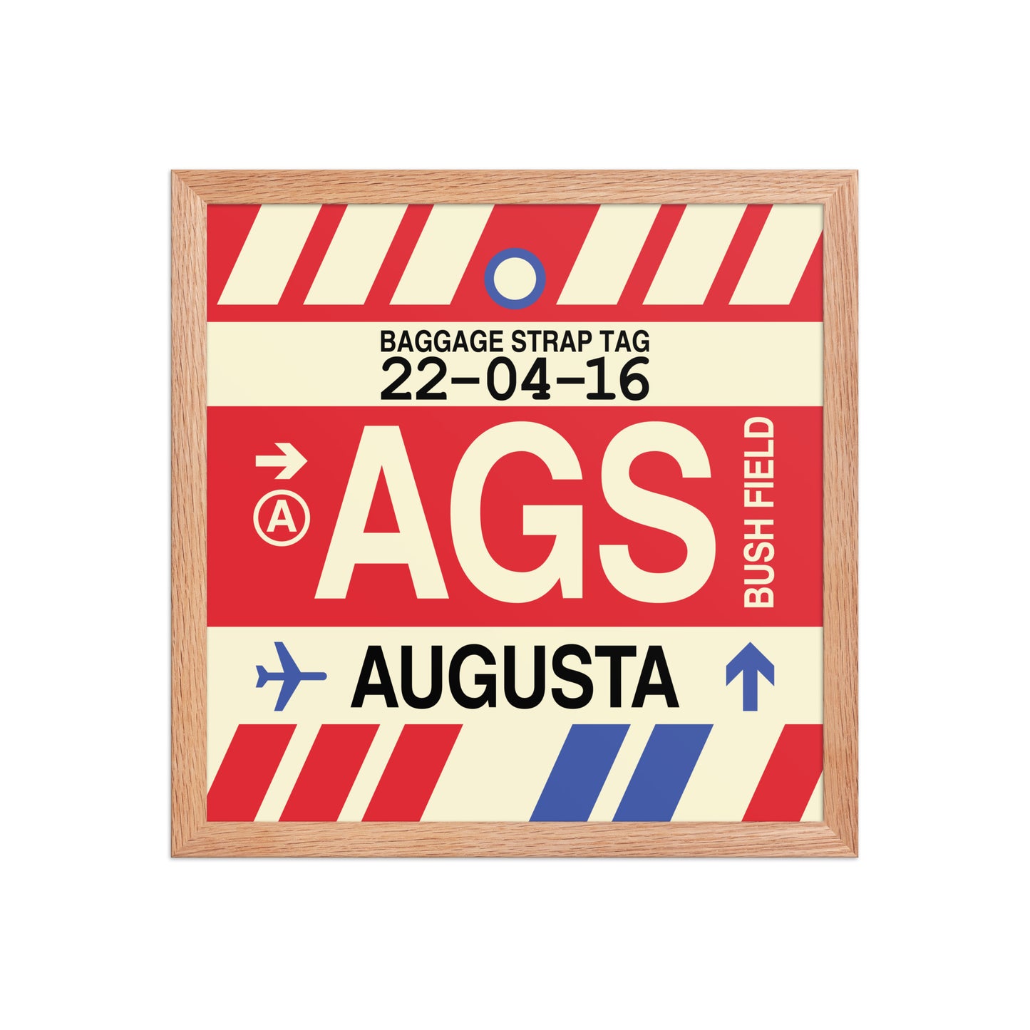 AGS Augusta Framed Print • Jet Age Baggage Tag Design • YHM Designs - Image 08
