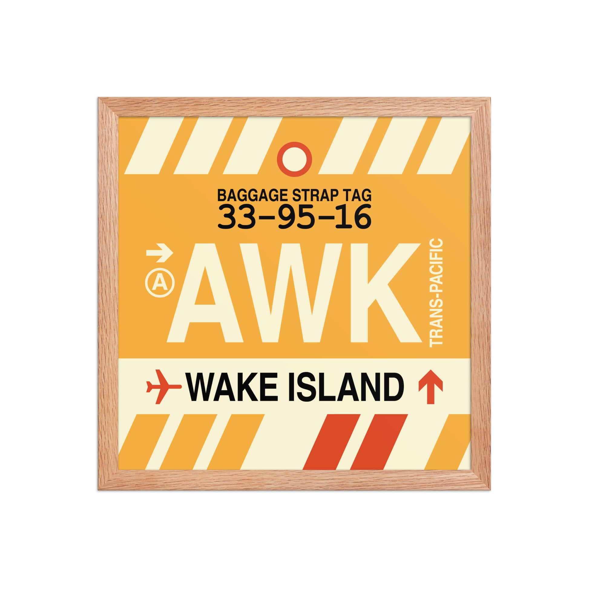 AWK Wake Island Framed Print • Jet Age Baggage Tag Design • YHM Designs - Image 08