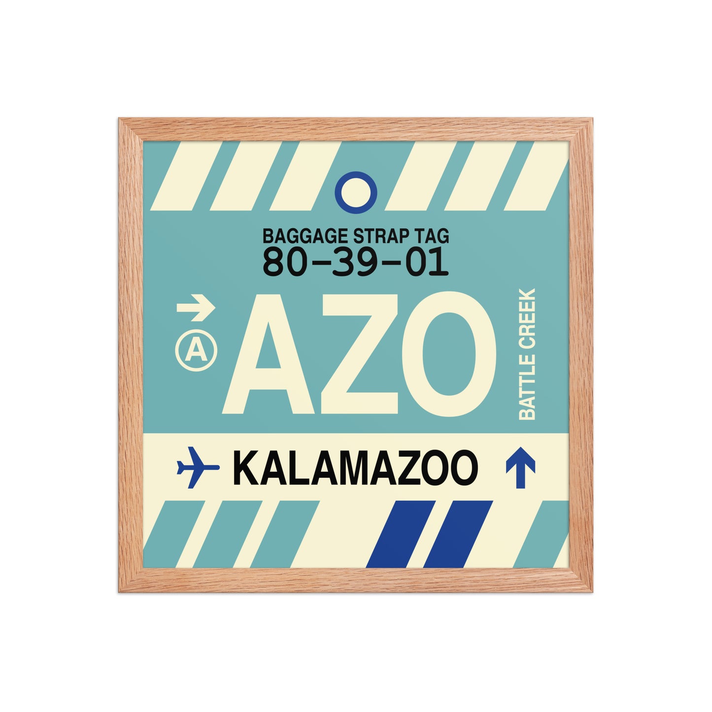 AZO Kalamazoo Framed Print • Jet Age Baggage Tag Design • YHM Designs - Image 08