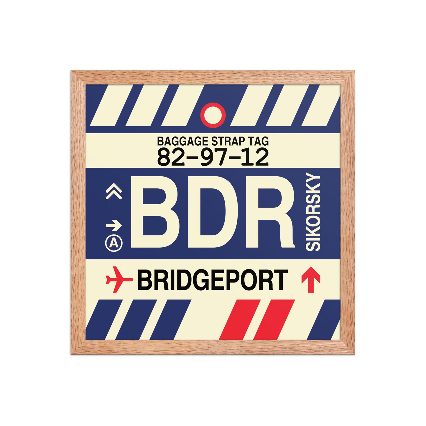 BDR Bridgeport Framed Print • Jet Age Baggage Tag Design • YHM Designs - Image 08