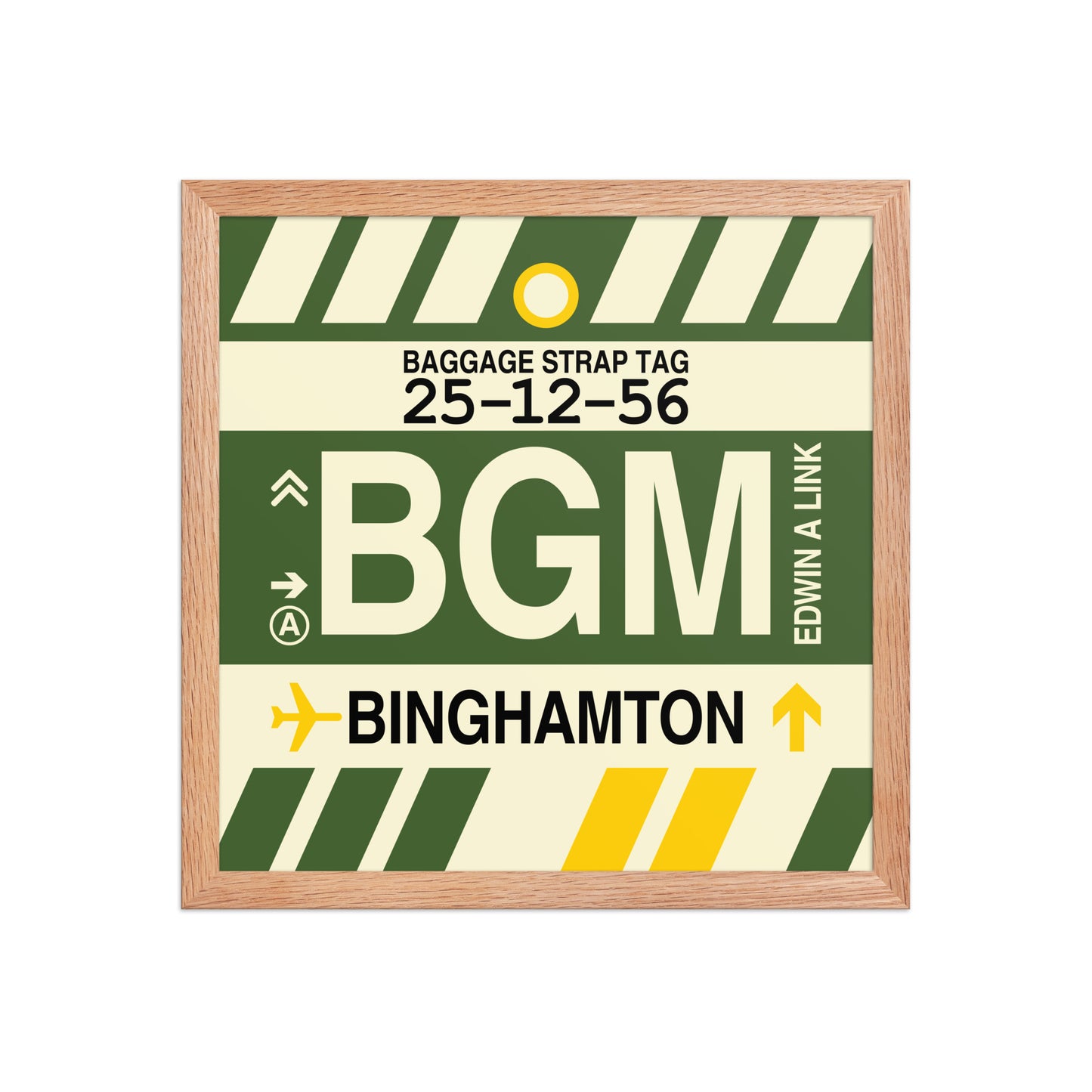 BGM Binghamton Framed Print • Jet Age Baggage Tag Design • YHM Designs - Image 08