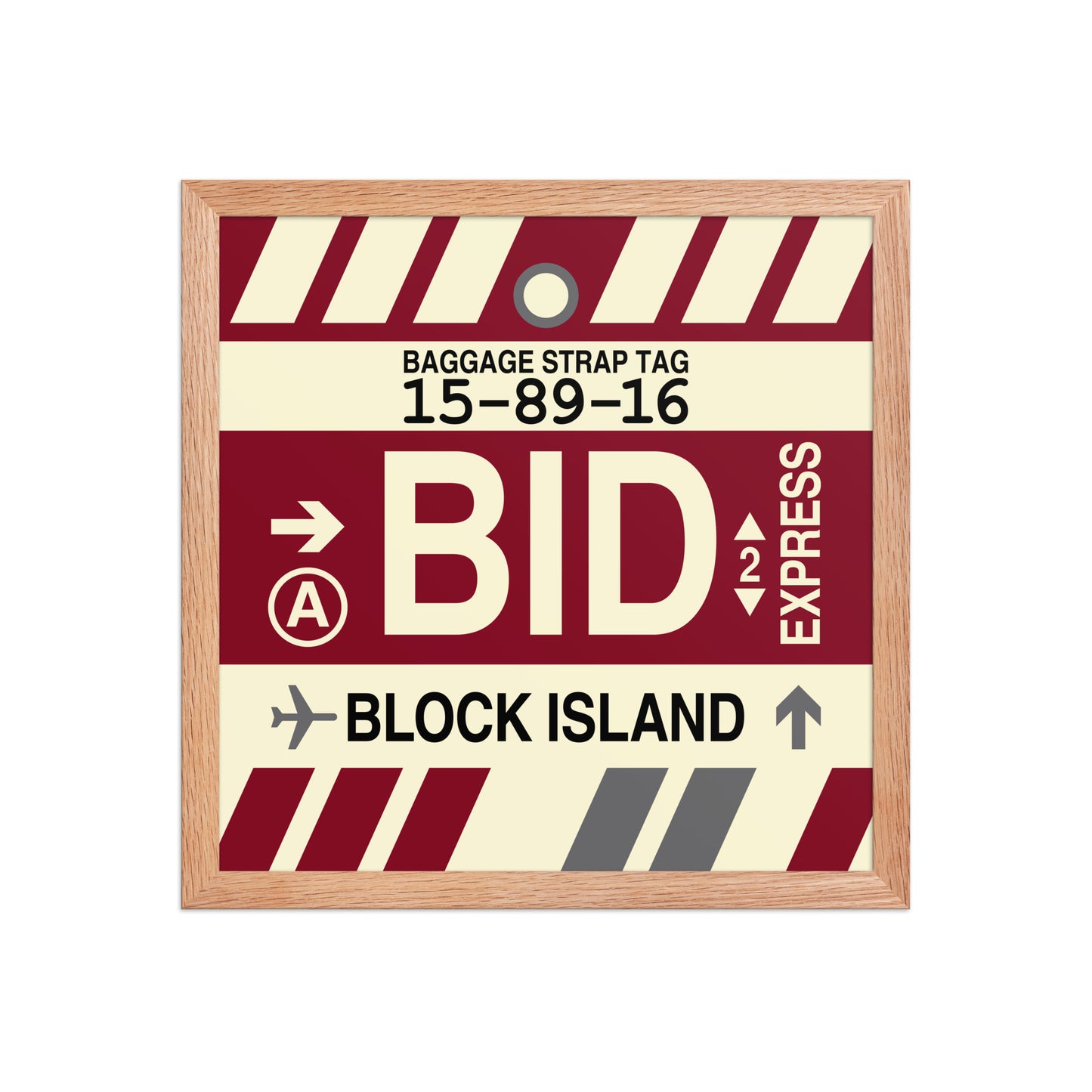 BID Block Island Framed Print • Jet Age Baggage Tag Design • YHM Designs - Image 08