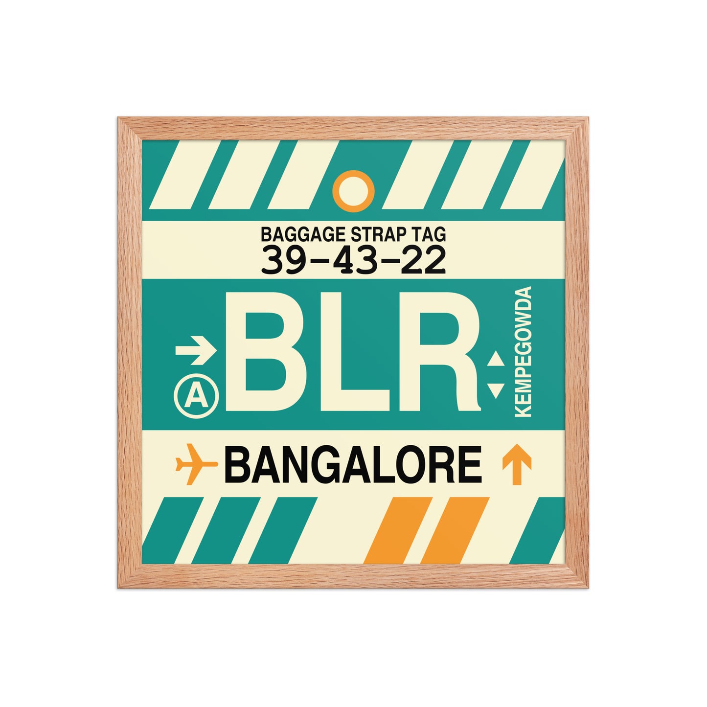 BLR Bangalore Framed Print • Jet Age Baggage Tag Design • YHM Designs - Image 08