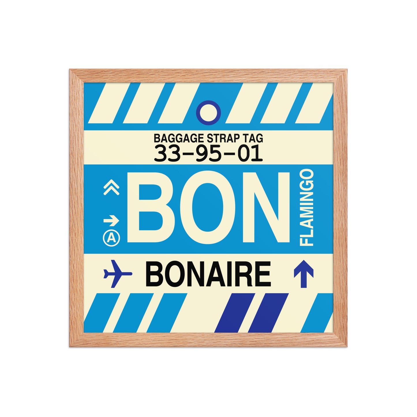 BON Bonaire Framed Print • Jet Age Baggage Tag Design • YHM Designs - Image 08