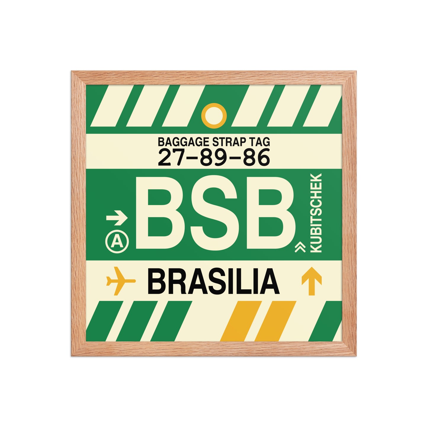 BSB Brasilia Framed Print • Jet Age Baggage Tag Design • YHM Designs - Image 08