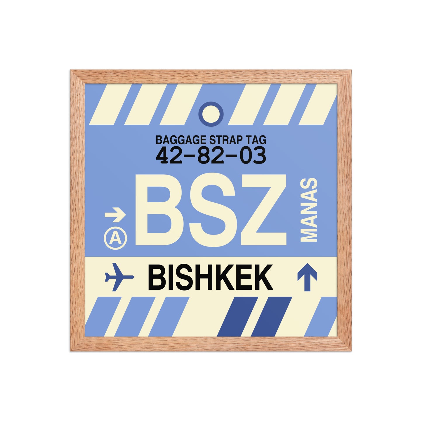 BSZ Bishkek Framed Print • Jet Age Baggage Tag Design • YHM Designs - Image 08