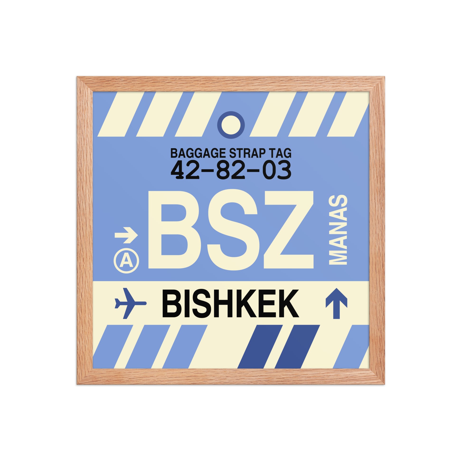 BSZ Bishkek Framed Print • Jet Age Baggage Tag Design • YHM Designs - Image 08