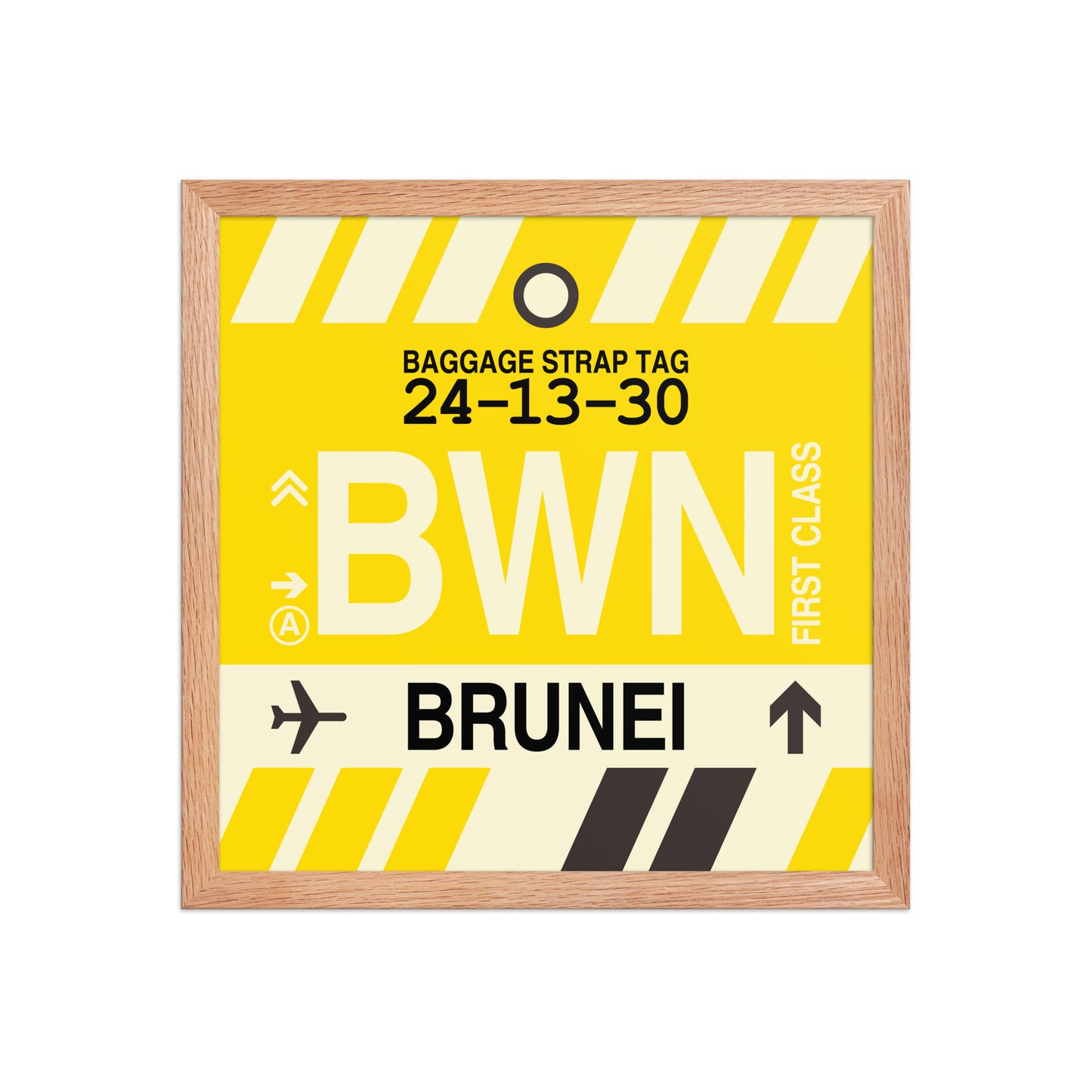 BWN Brunei Framed Print • Jet Age Baggage Tag Design • YHM Designs - Image 08