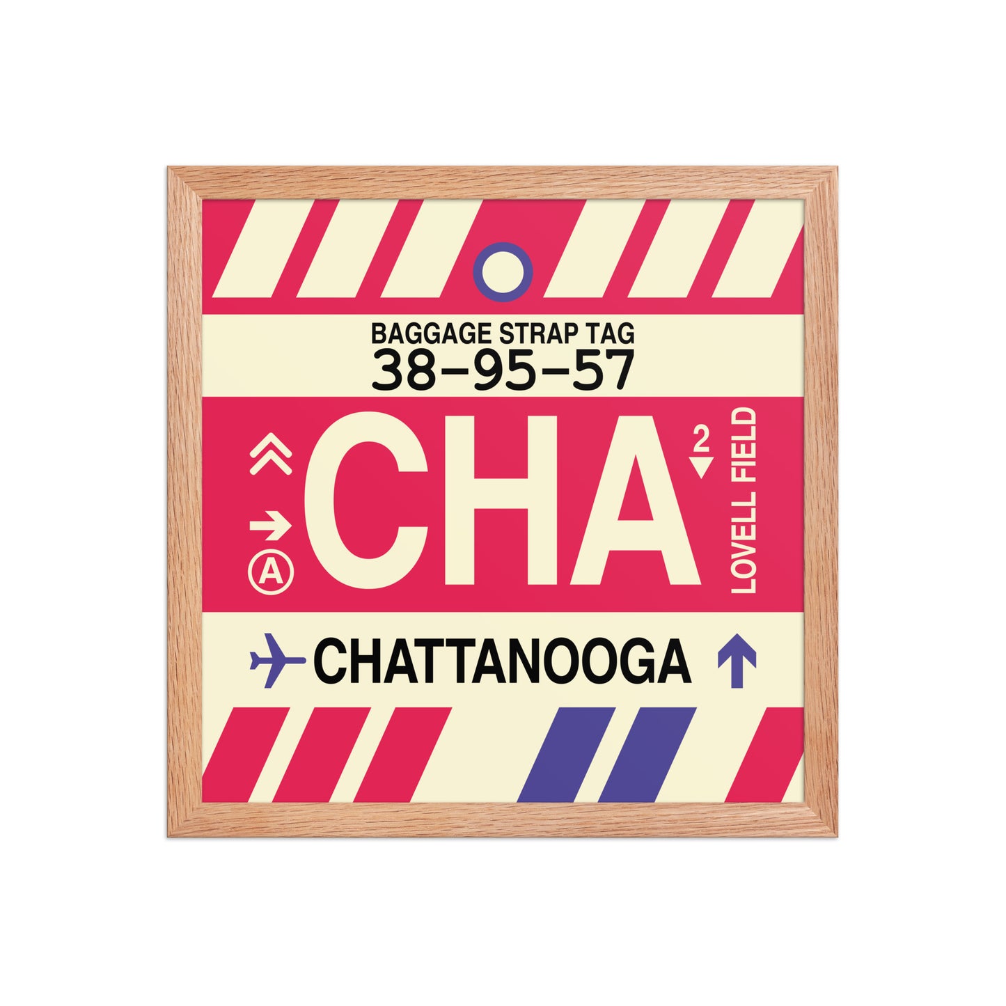 CHA Chattanooga Framed Print • Jet Age Baggage Tag Design • YHM Designs - Image 08