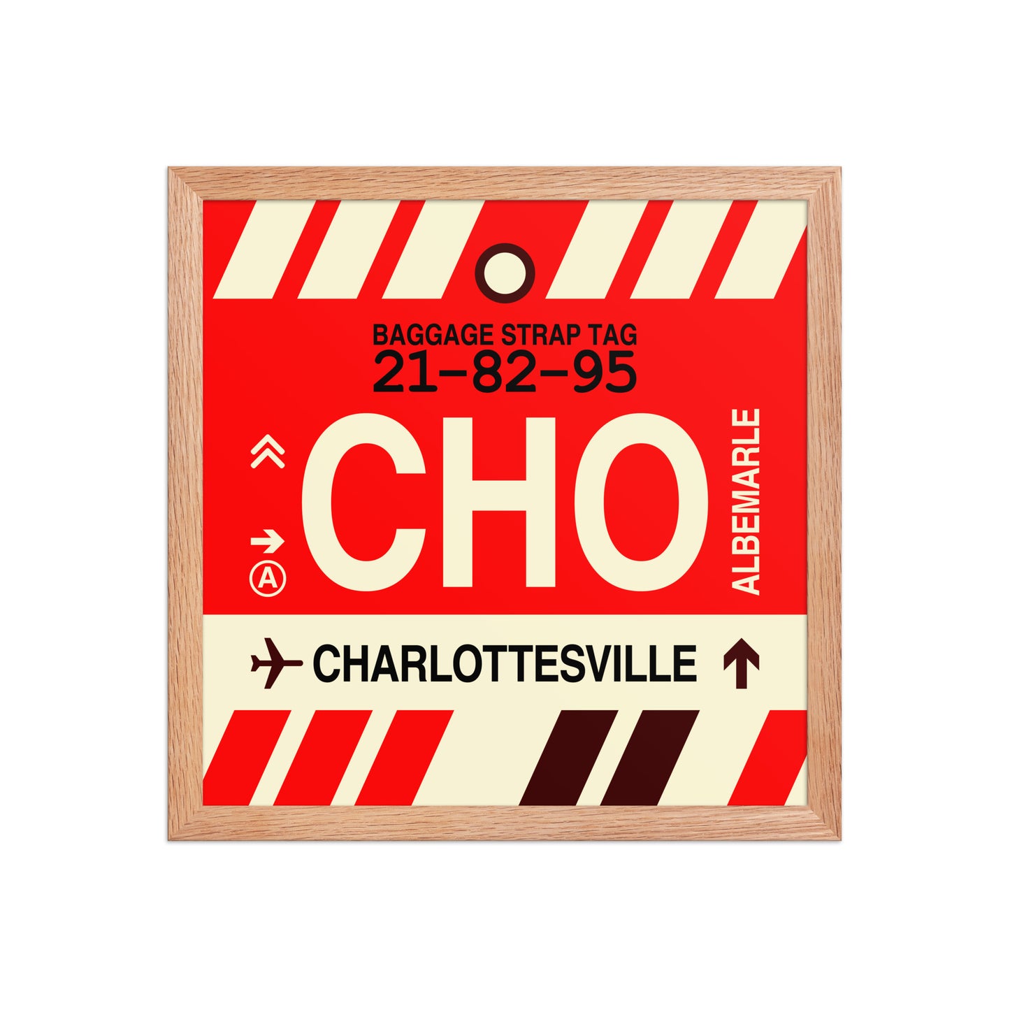 CHO Charlottesville Framed Print • Jet Age Baggage Tag Design • YHM Designs - Image 08