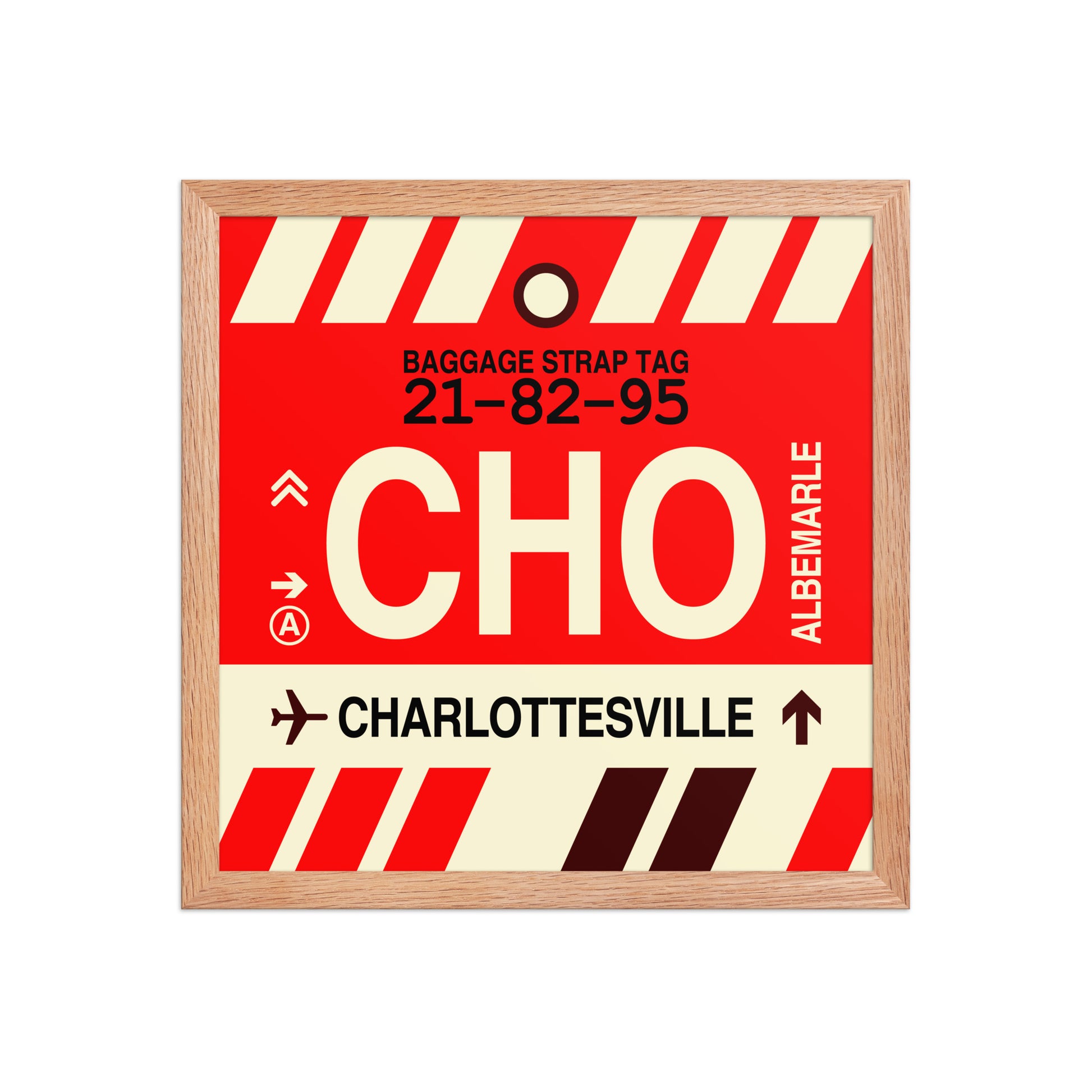 CHO Charlottesville Framed Print • Jet Age Baggage Tag Design • YHM Designs - Image 08