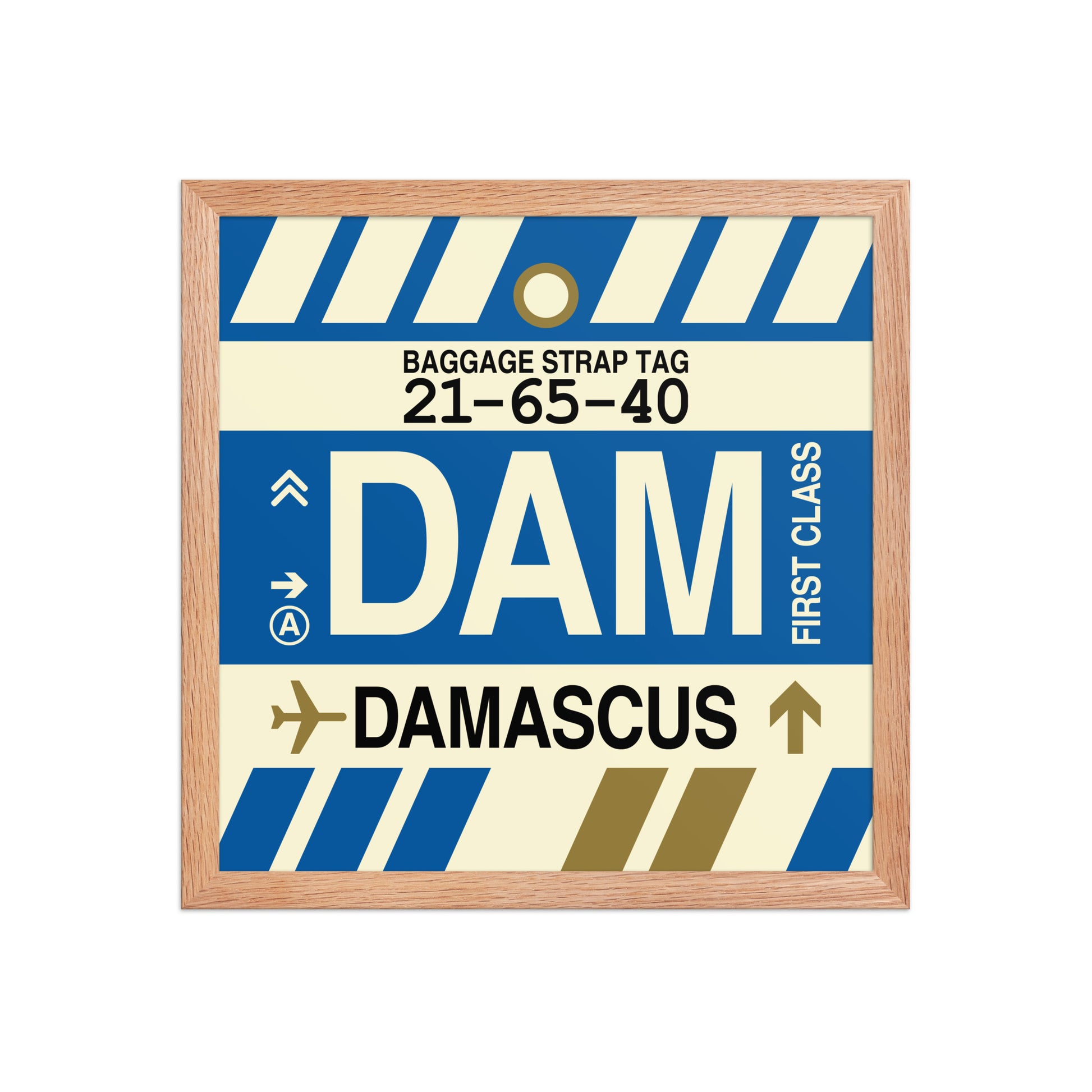 DAM Damascus Framed Print • Jet Age Baggage Tag Design • YHM Designs - Image 08