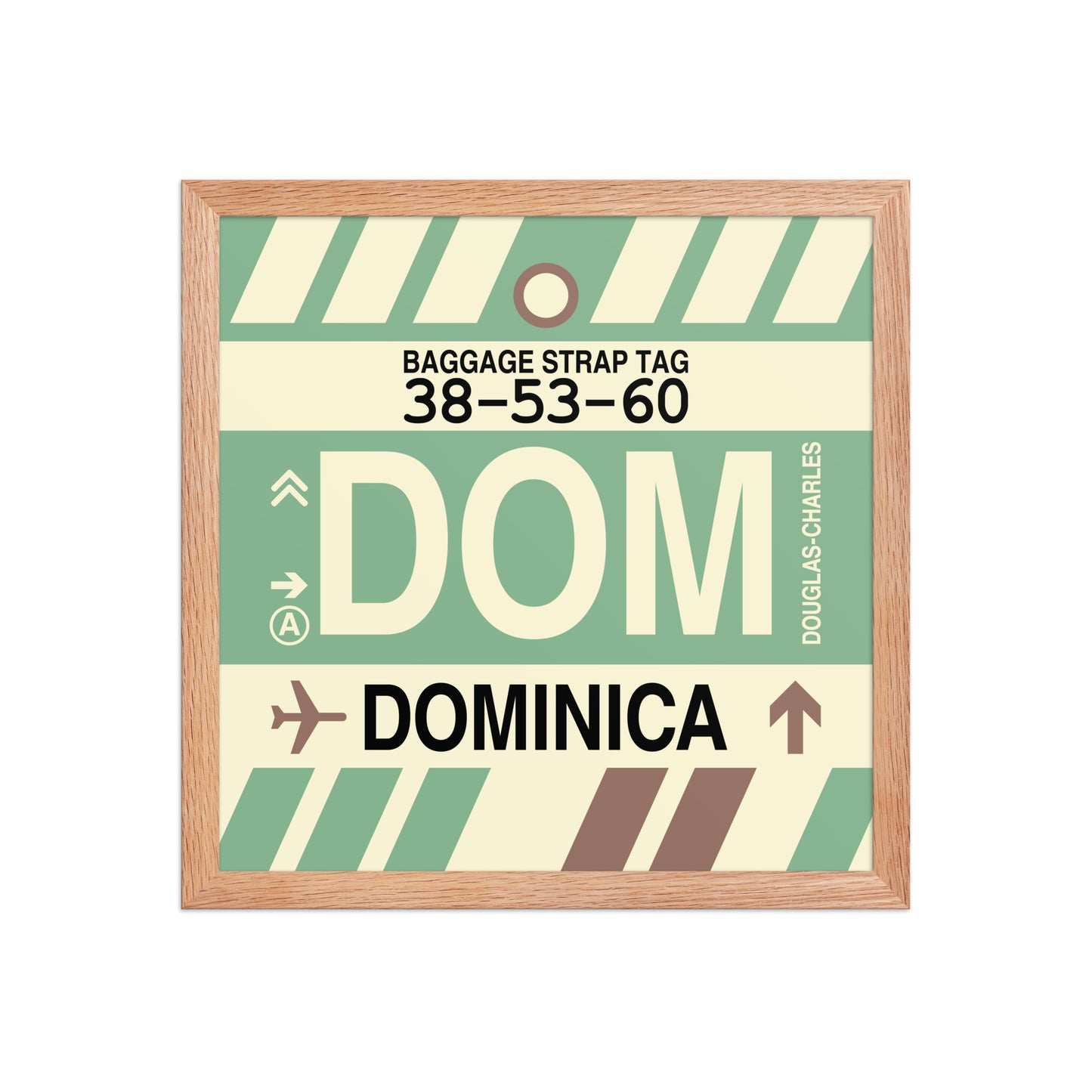DOM Dominica Framed Print • Jet Age Baggage Tag Design • YHM Designs - Image 08