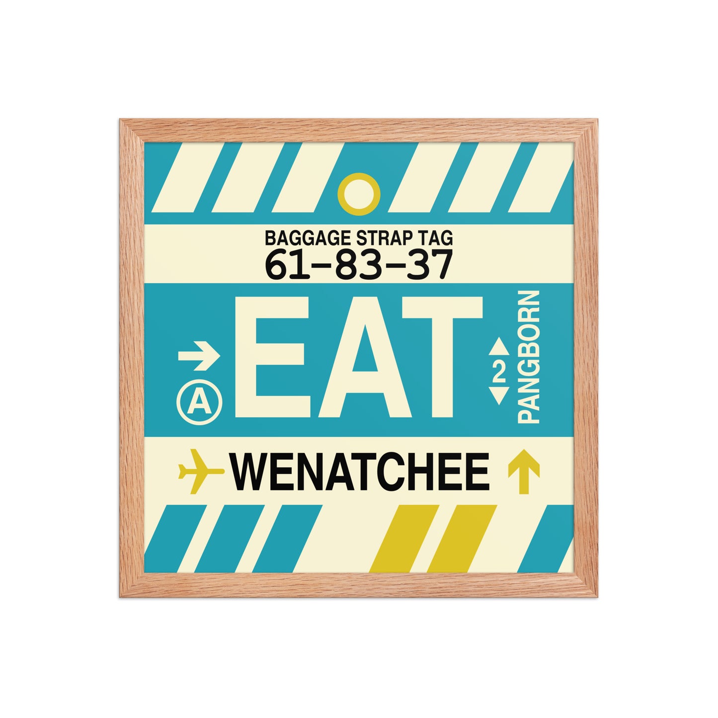 EAT Wenatchee Framed Print • Jet Age Baggage Tag Design • YHM Designs - Image 08