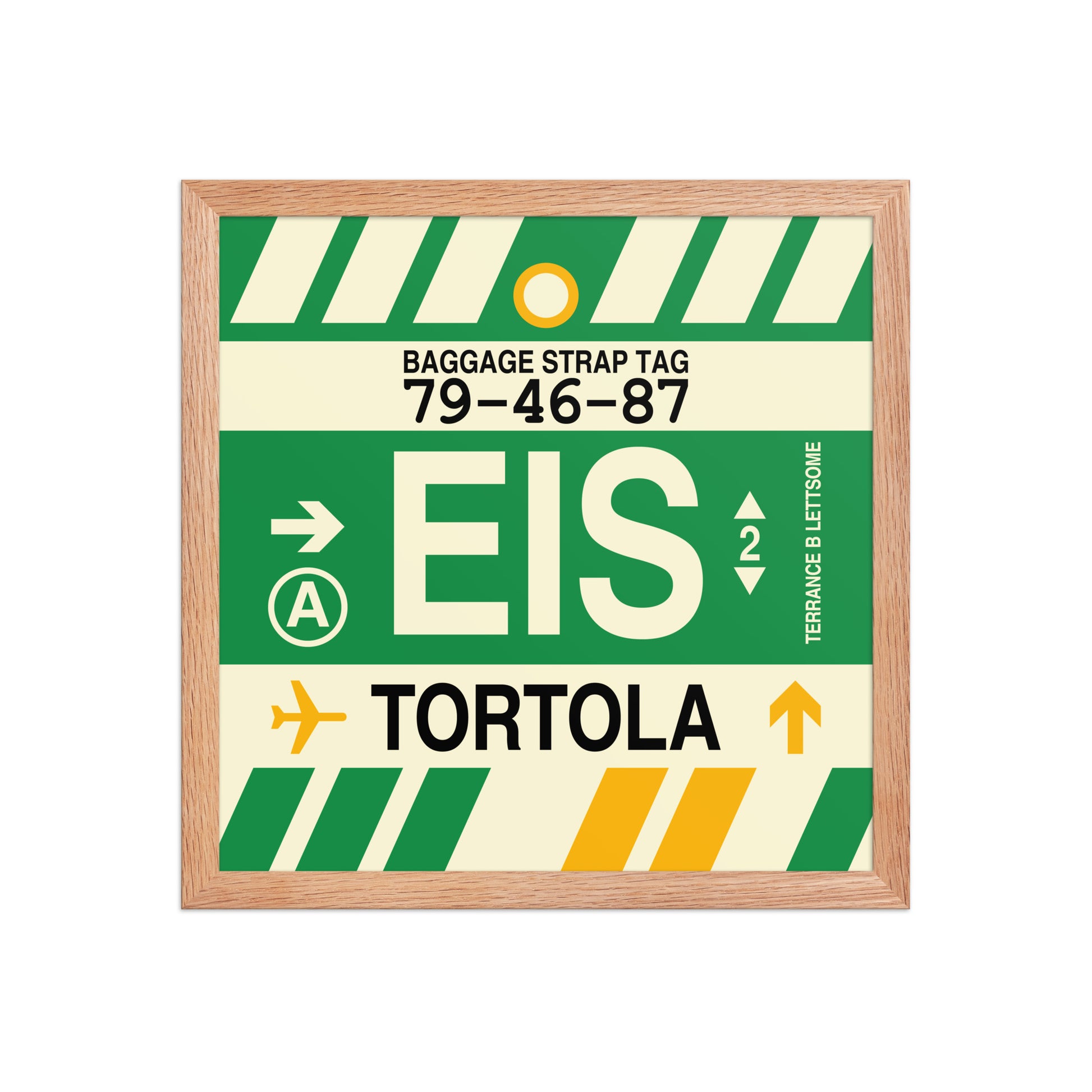 EIS Tortola Framed Print • Jet Age Baggage Tag Design • YHM Designs - Image 08