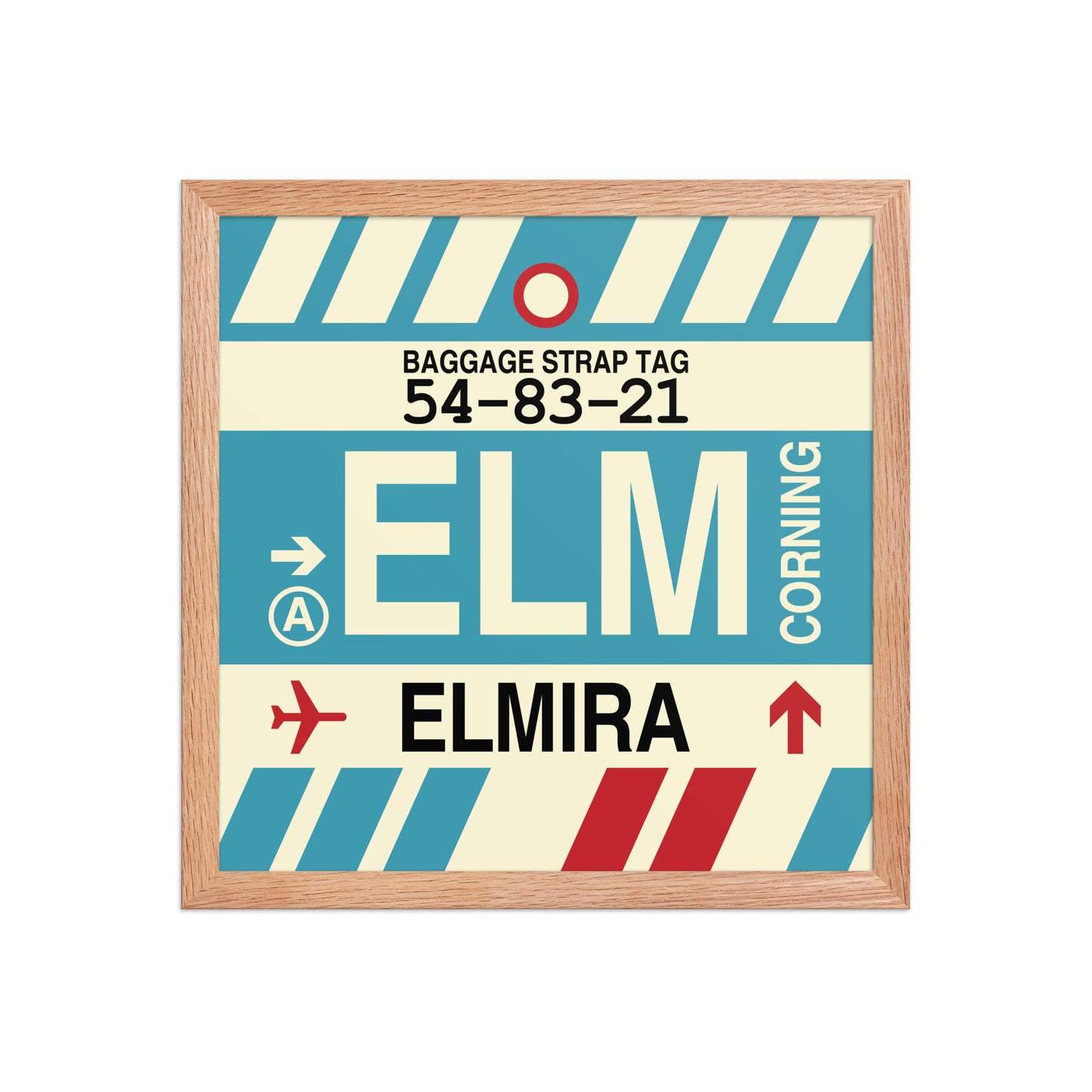 ELM Elmira-Corning Framed Print • Jet Age Baggage Tag Design • YHM Designs - Image 08