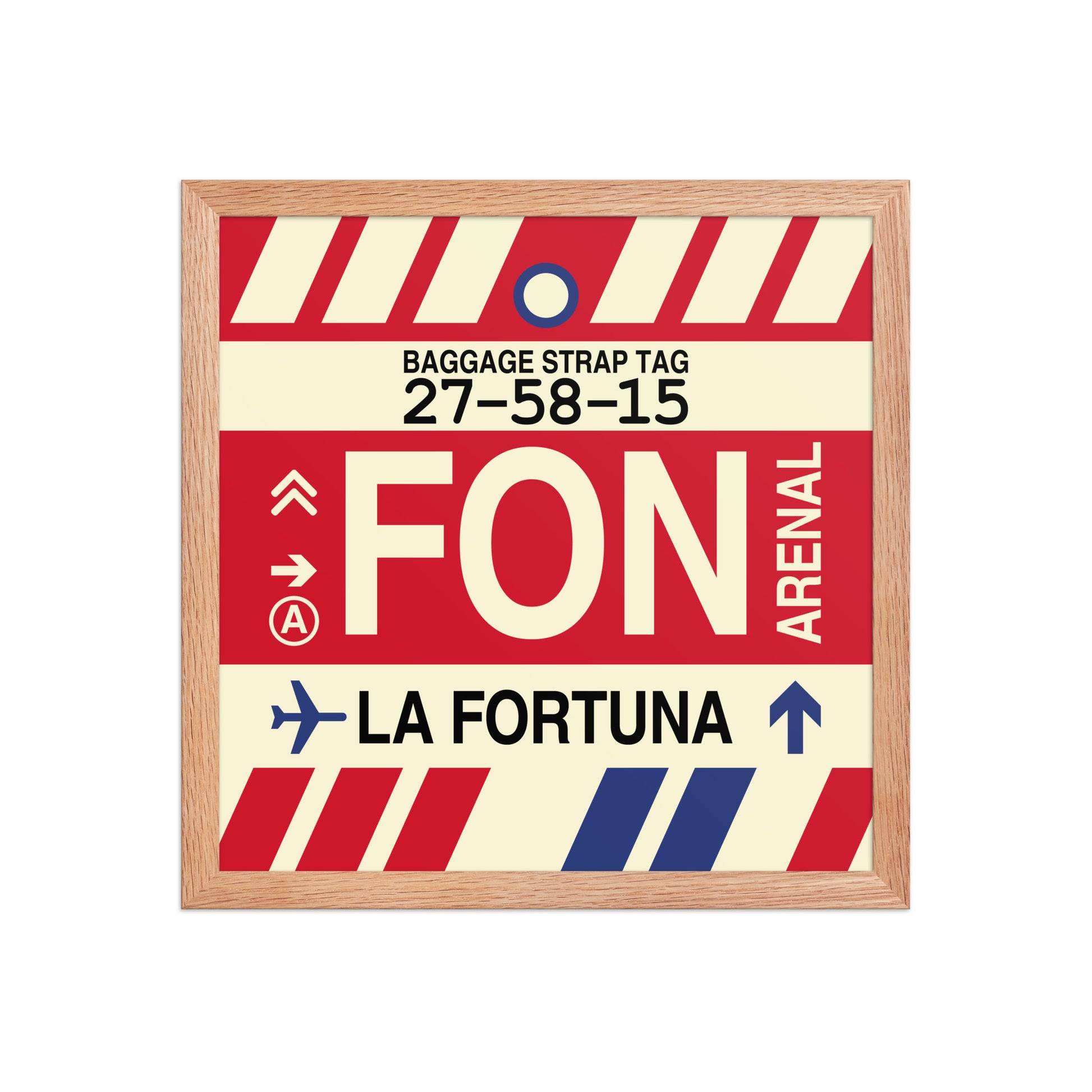 FON La Fortuna Framed Print • Jet Age Baggage Tag Design • YHM Designs - Image 08
