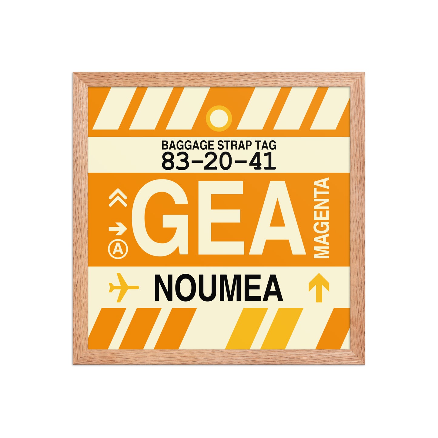 GEA Nouméa Framed Print • Jet Age Baggage Tag Design • YHM Designs - Image 08
