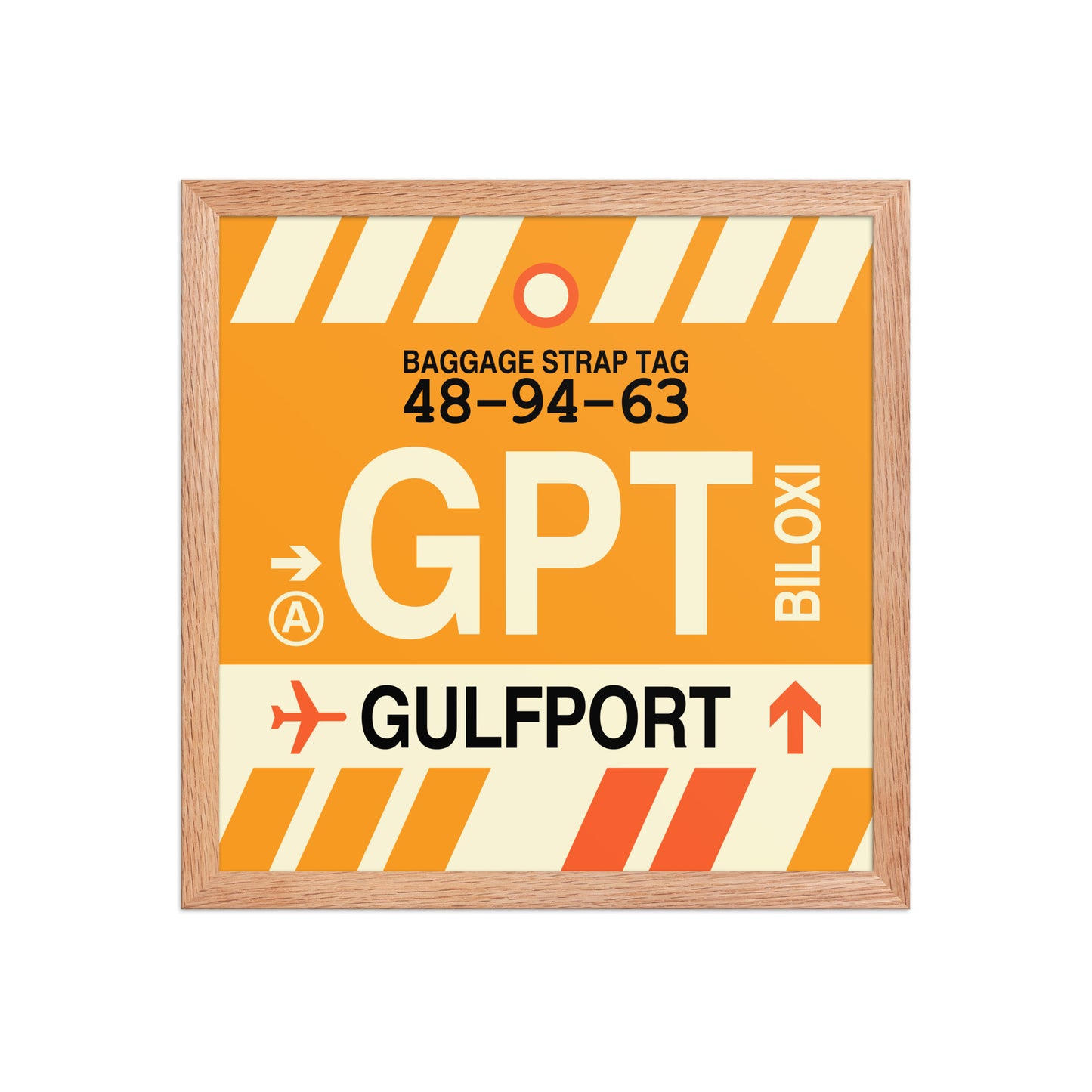 GPT Gulfport-Biloxi Framed Print • Jet Age Baggage Tag Design • YHM Designs - Image 08