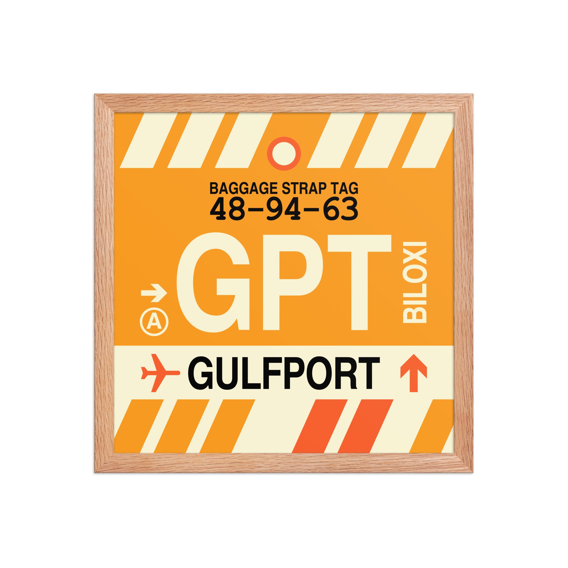GPT Gulfport-Biloxi Framed Print • Jet Age Baggage Tag Design • YHM Designs - Image 08