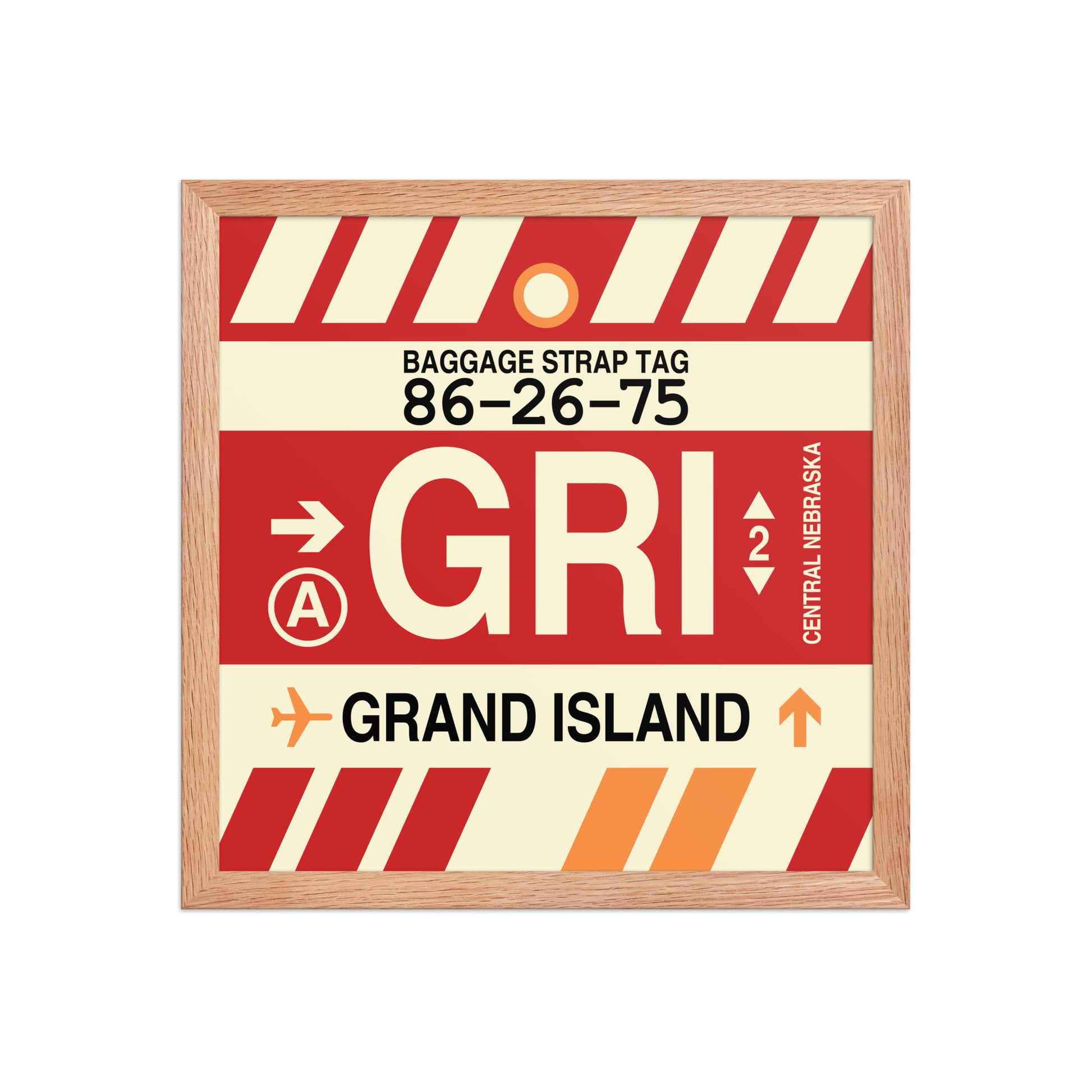 GRI Grand Island Framed Print • Jet Age Baggage Tag Design • YHM Designs - Image 08